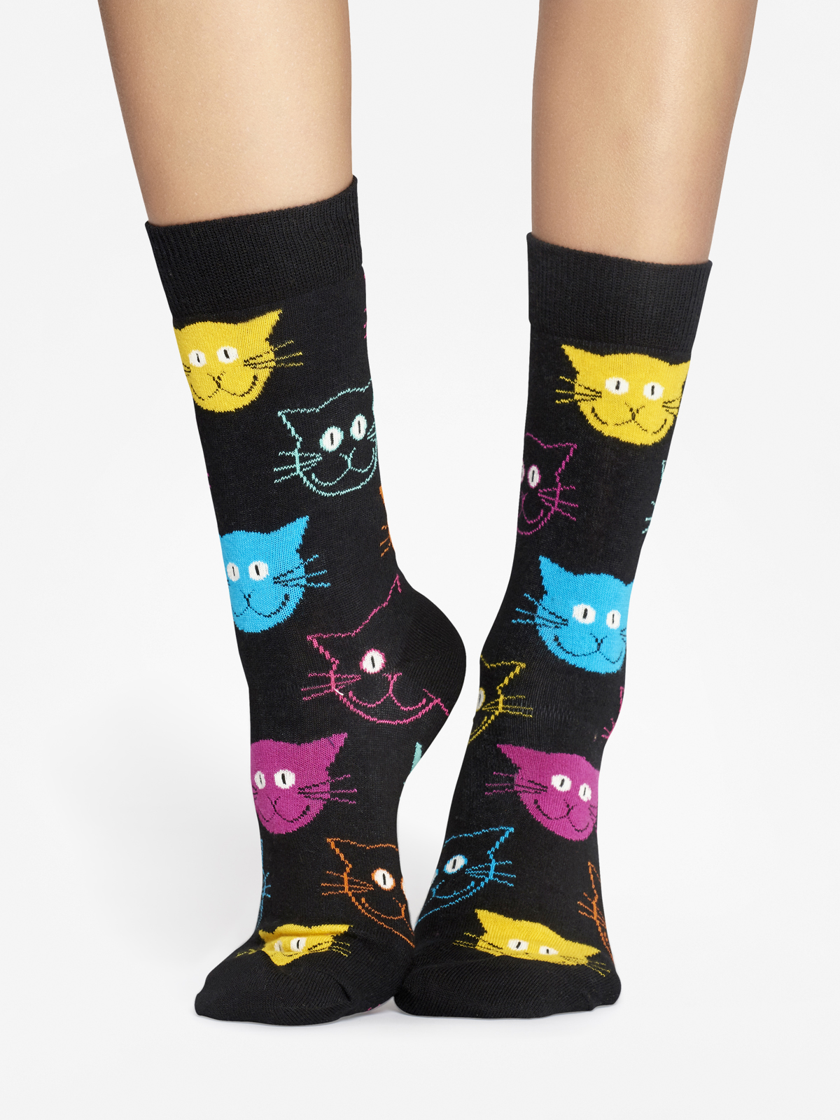 Happy Socks Animal Cat Zokni (black/pink)