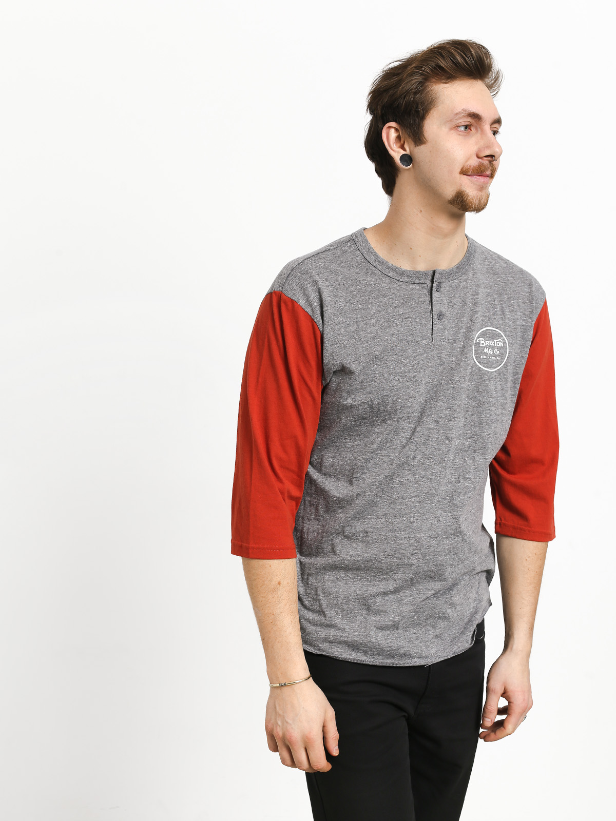 Brixton Wheeler 3/4 Slv Hnly Ujjatlan felső (heather grey/henna)