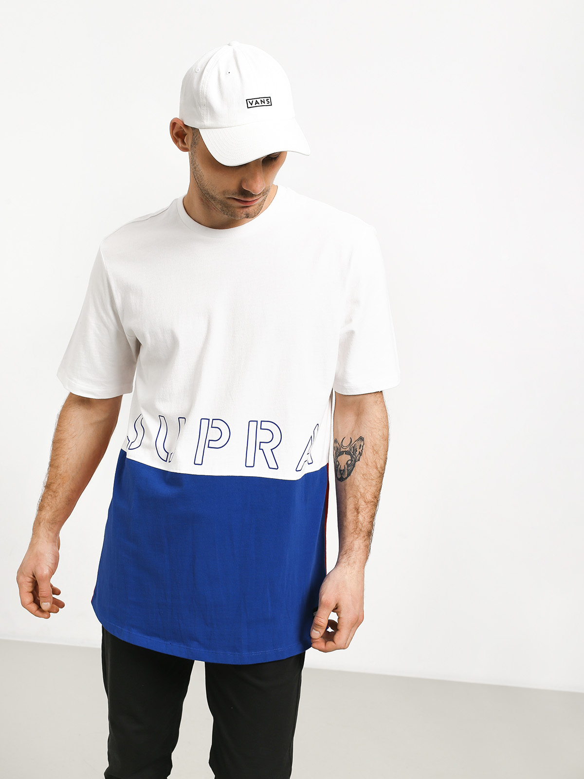 Supra Color Block Crew II Ujjatlan felső (white/blue/red)