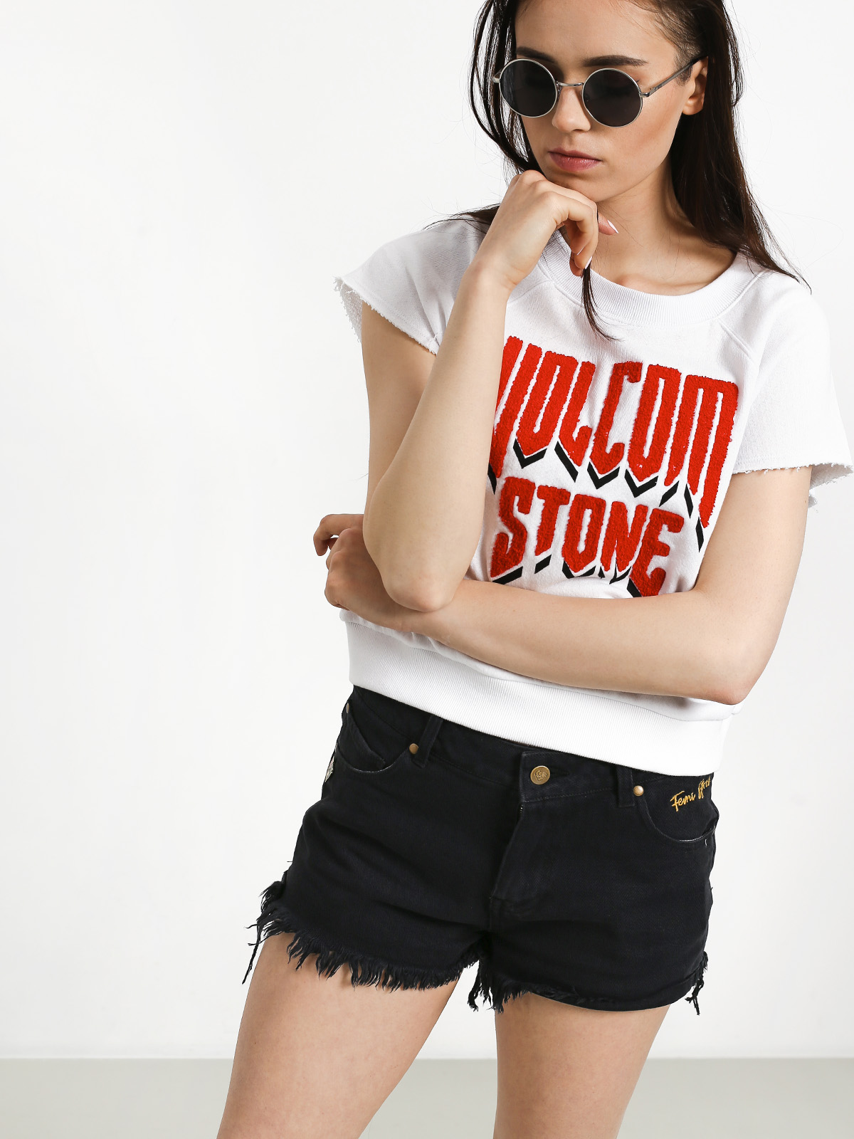 Volcom Drama Shift Crew Wmn Pulóver (wht)