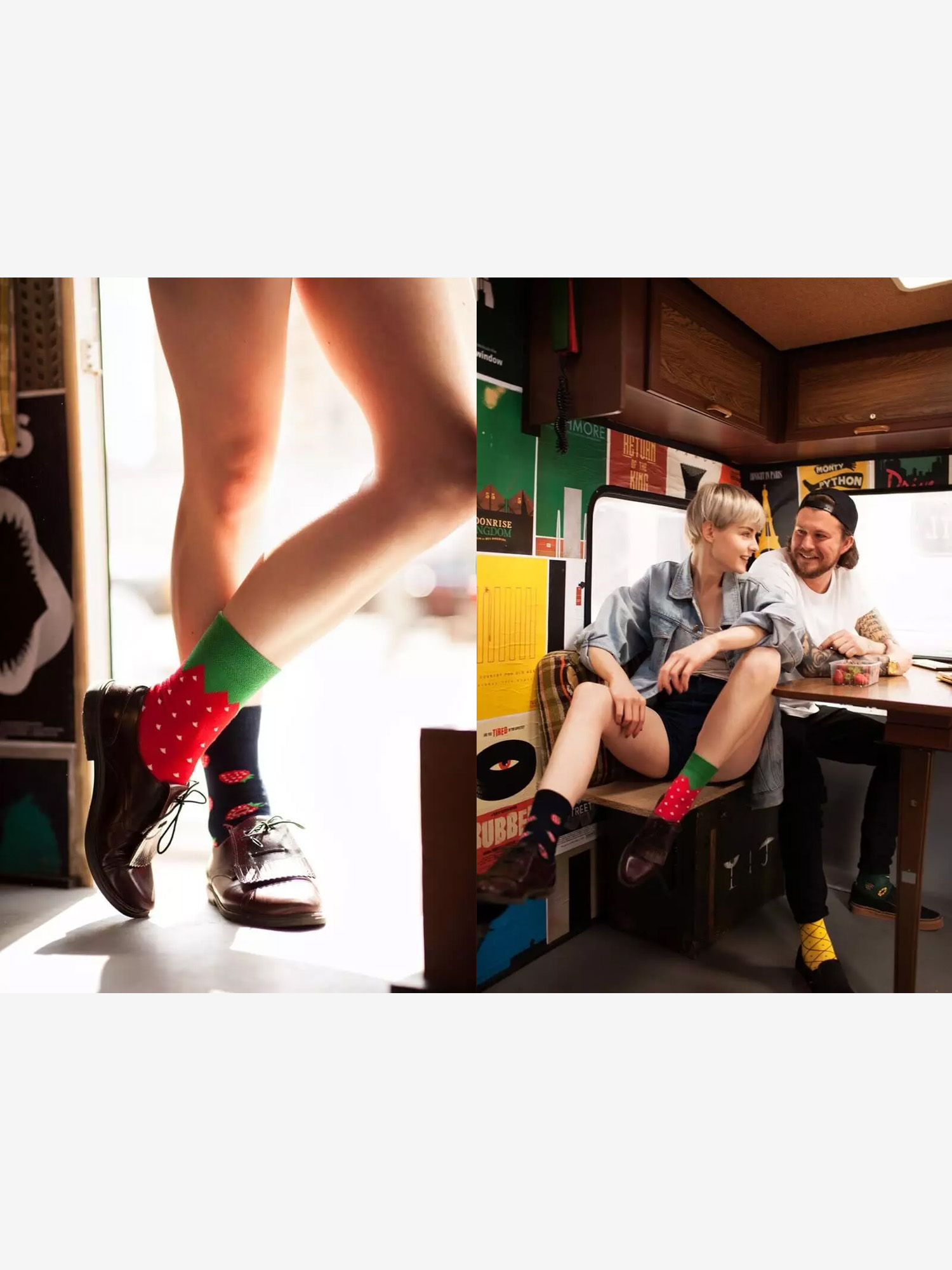 Many Mornings Strawberries Zokni (navy/red)