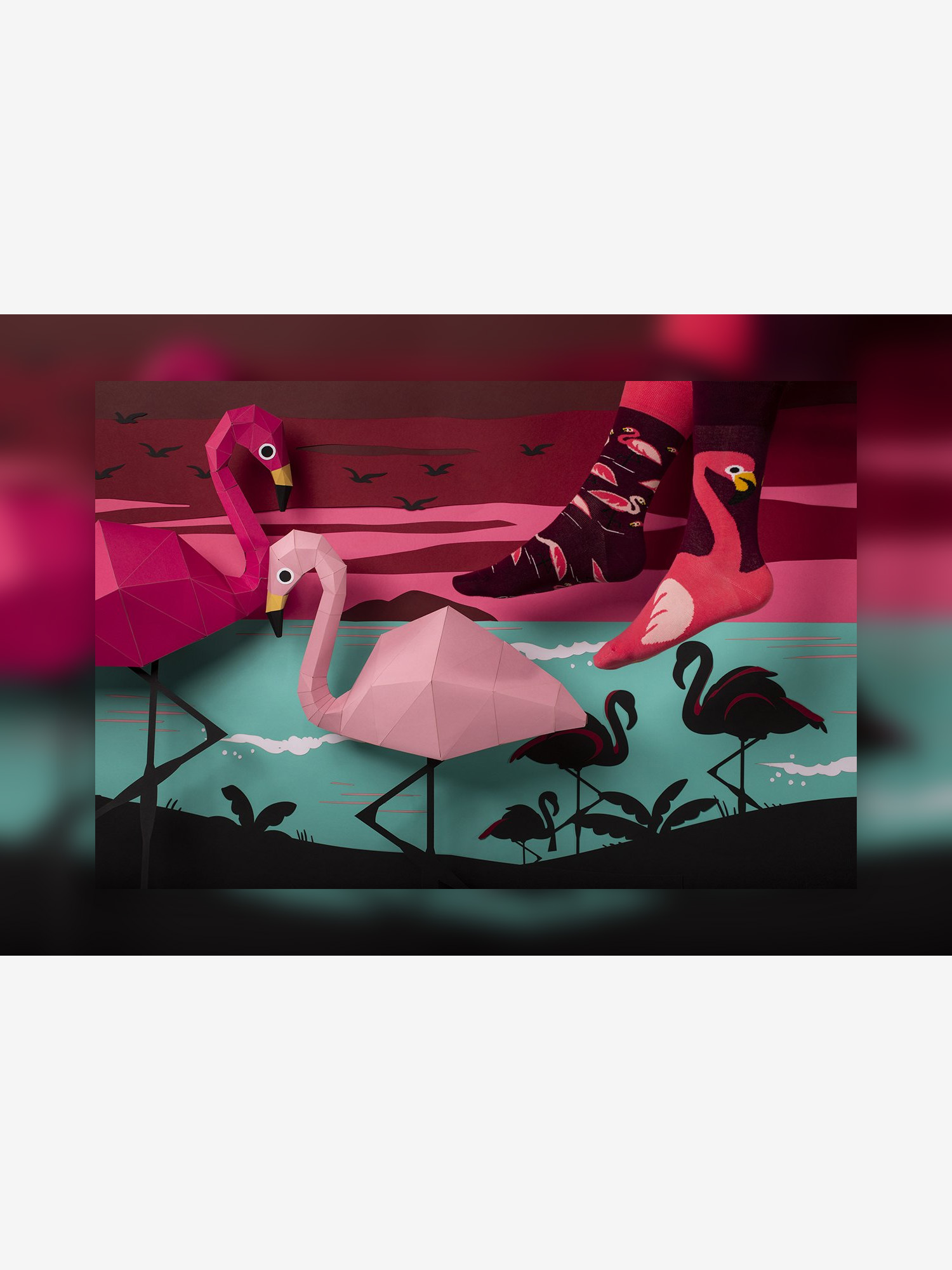 Many Mornings Pink Flamingo Zokni (pink/brown)