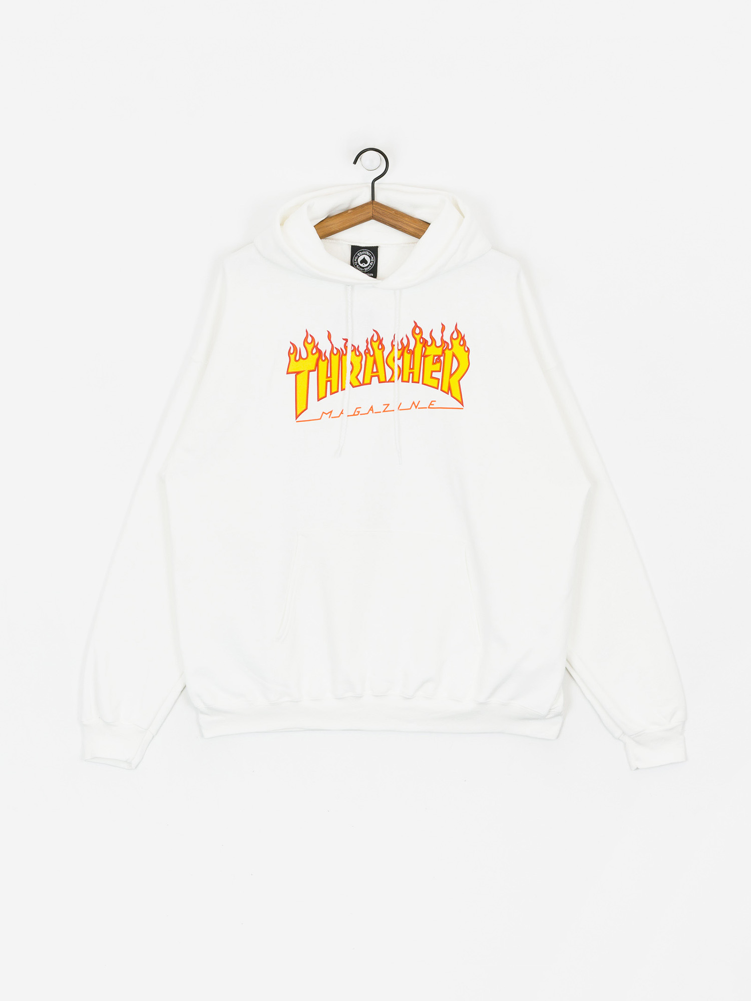 Kapucnis pulóver Thrasher Flame HD (white)