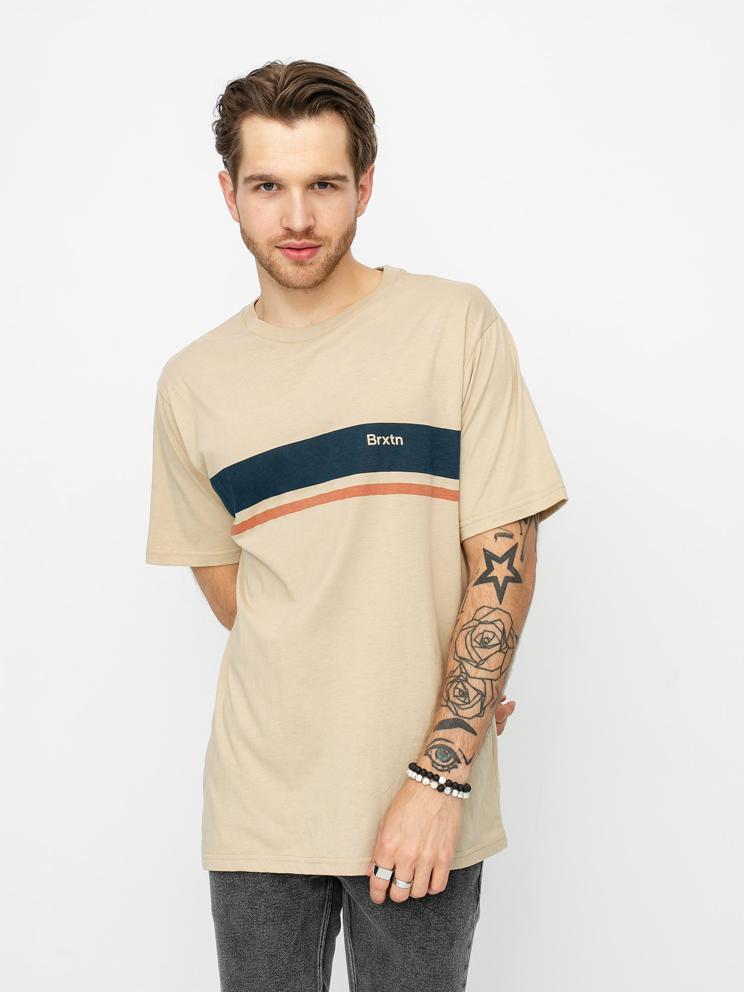 Brixton Gate Stripe Knit Ujjatlan felső (safari)
