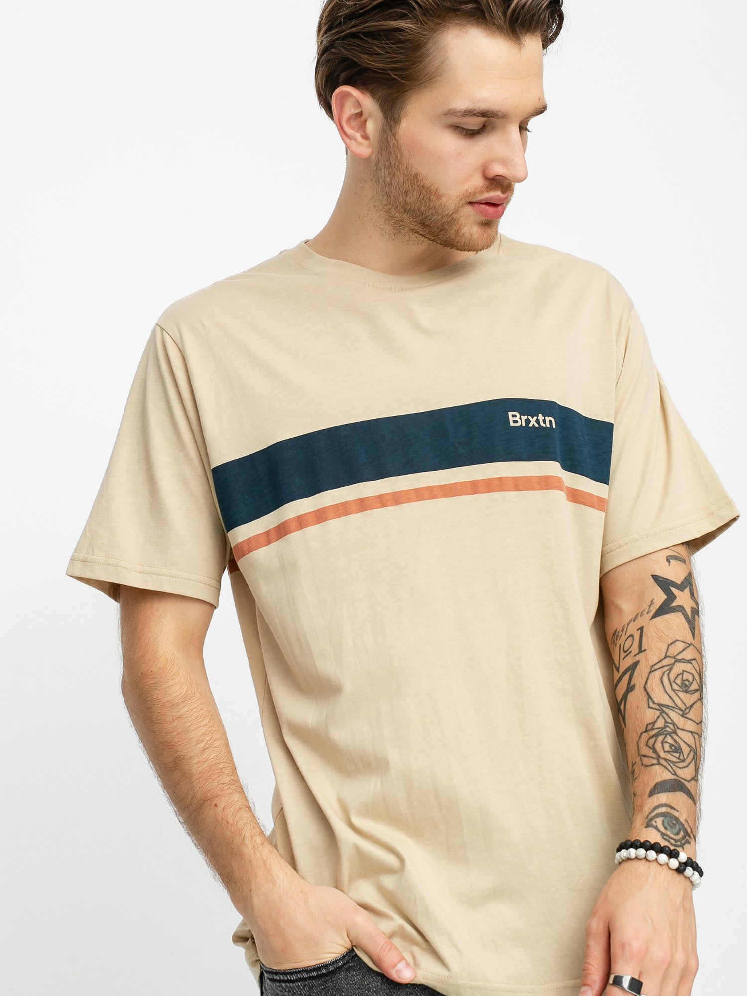 Brixton Gate Stripe Knit Ujjatlan felső (safari)