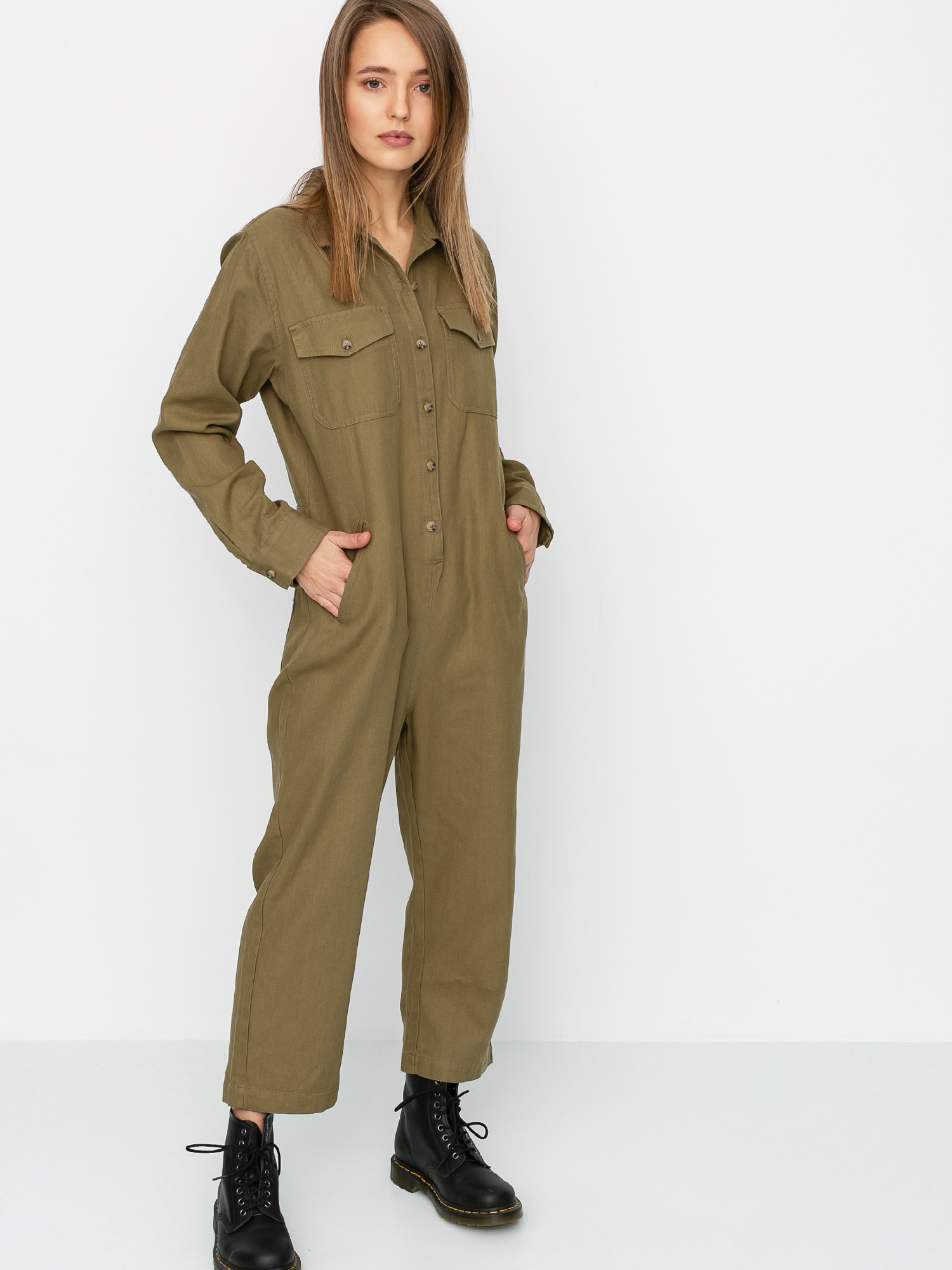 Női Brixton Melbourne Crop Coverall Teniszruha (washed olive)