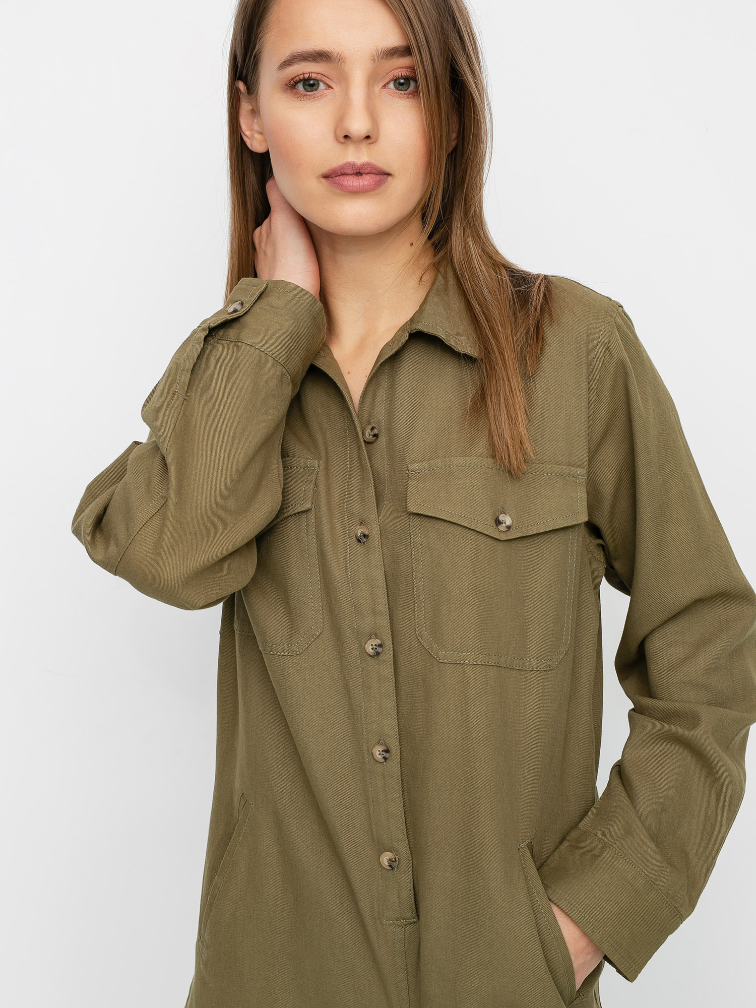 Női Brixton Melbourne Crop Coverall Teniszruha (washed olive)