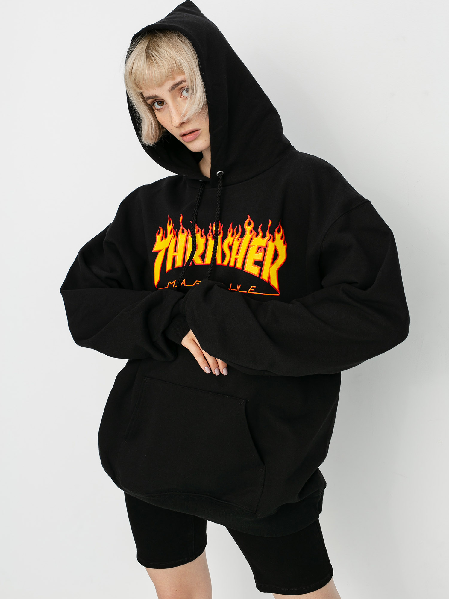 Thrasher Flame HD Wmn Kapucnis pulóver (black)
