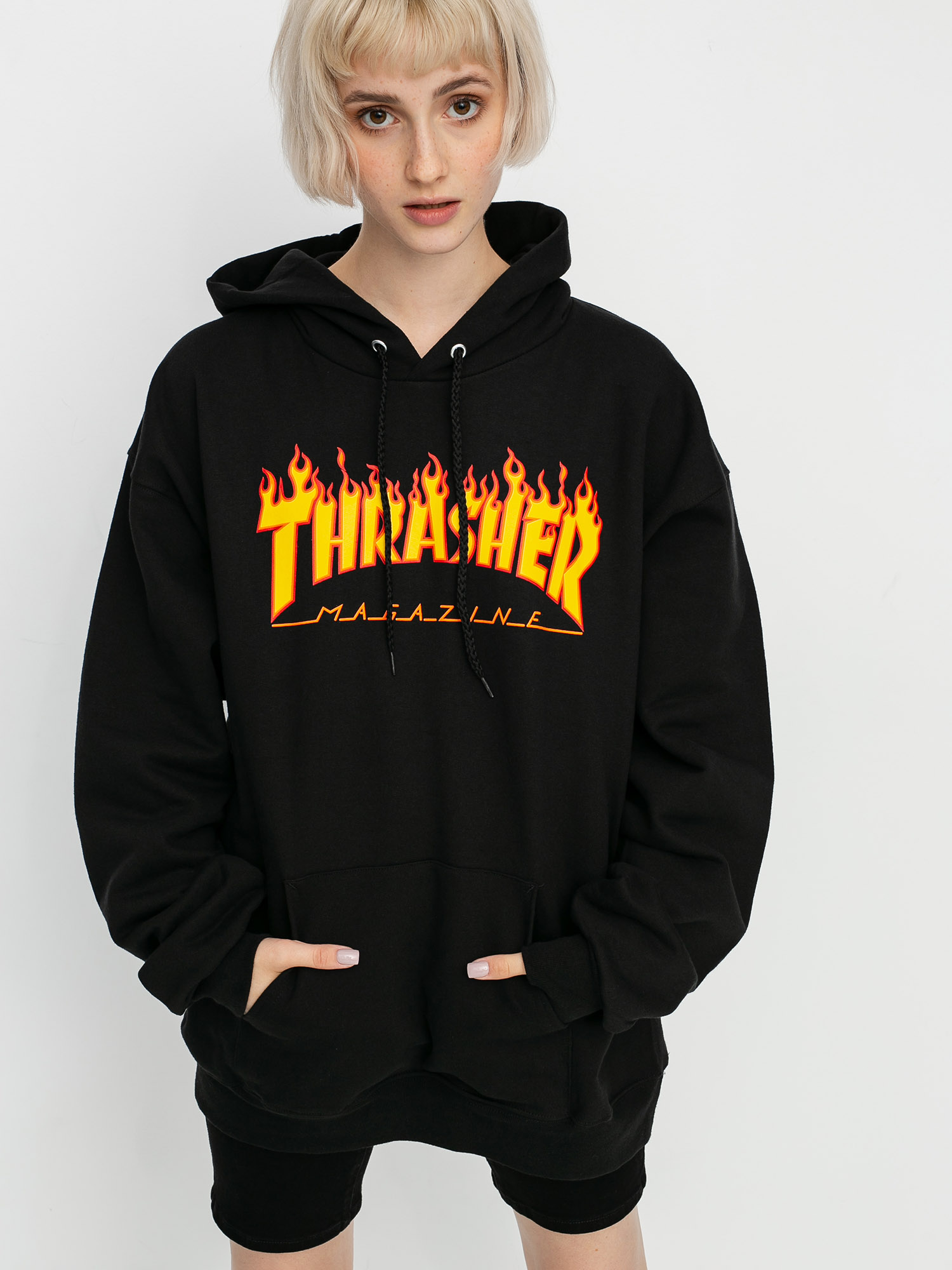 Thrasher Flame HD Wmn Kapucnis pulóver (black)
