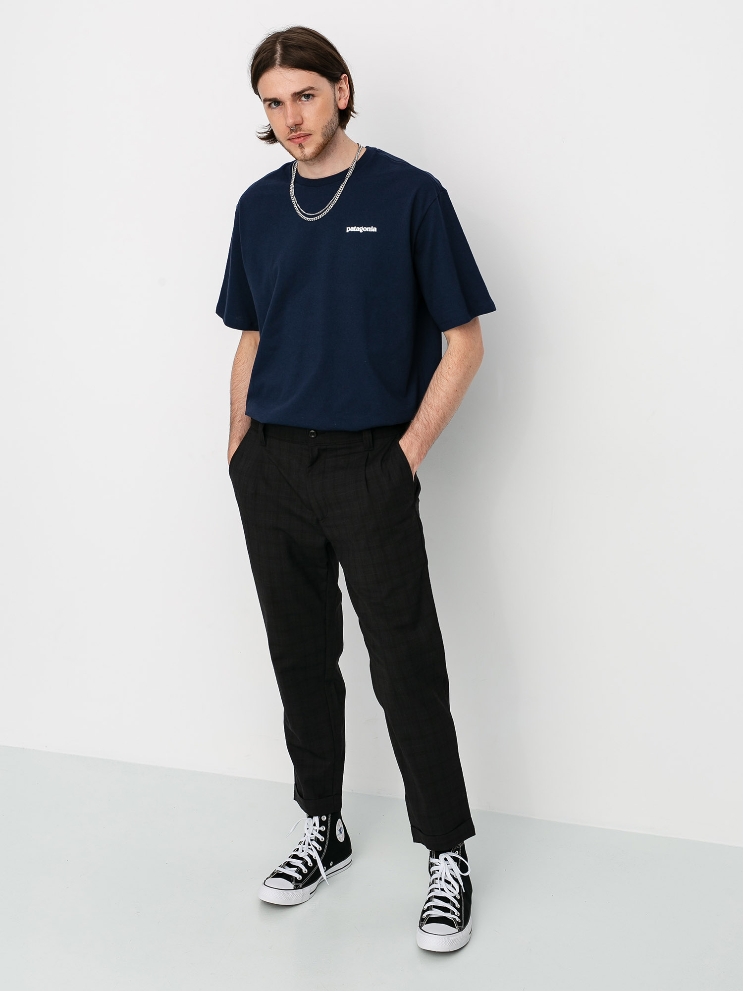 Ujjatlan felső Patagonia P6 Logo Responsibili (classic navy)