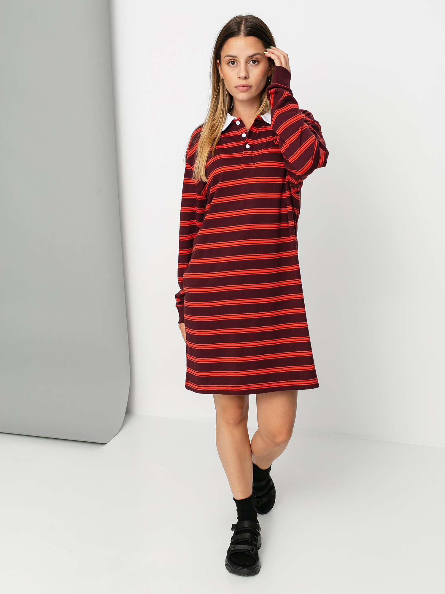 Vans Stripe Polo Wmn Ruha (port royale)