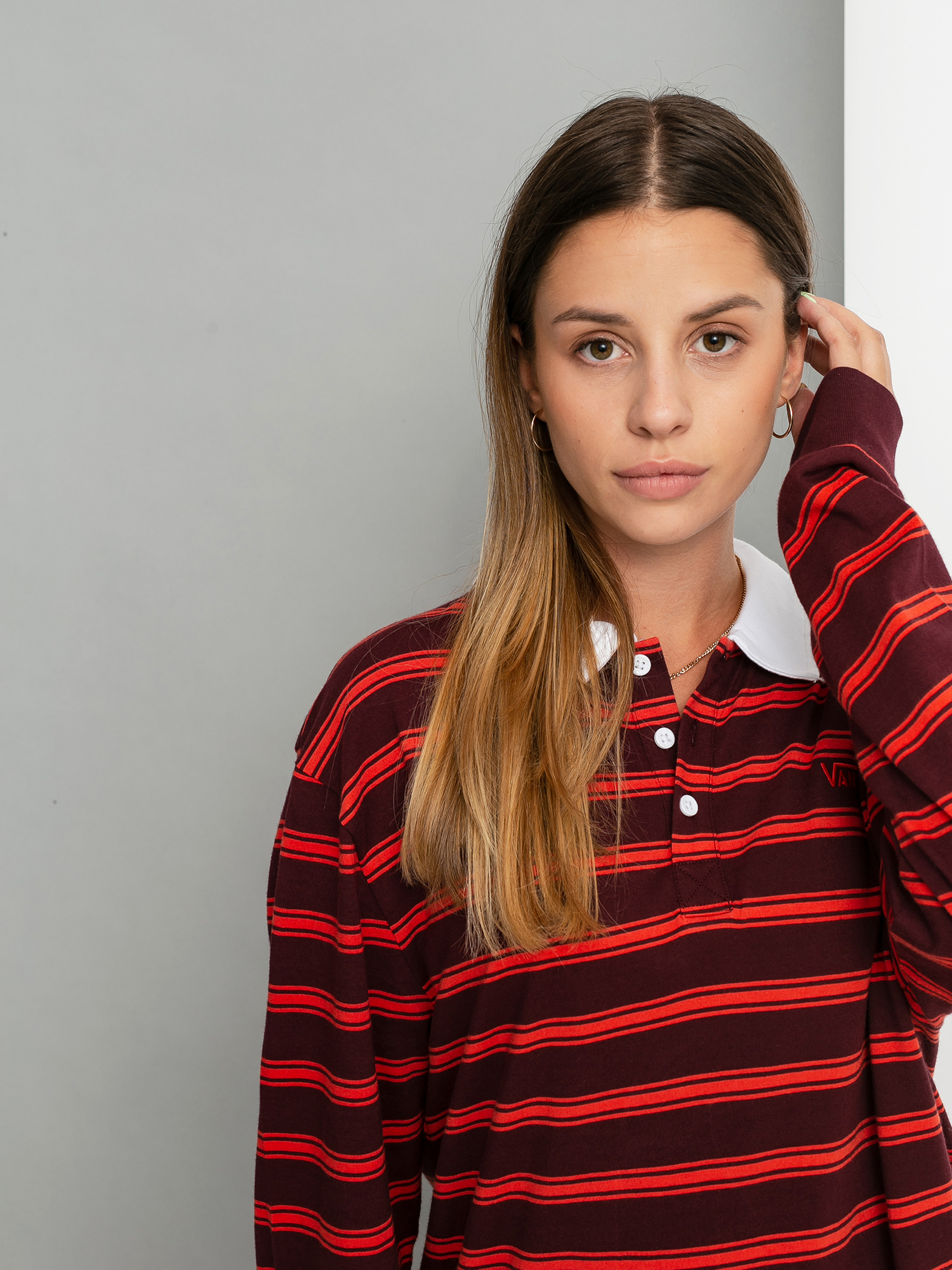 Vans Stripe Polo Wmn Ruha (port royale)