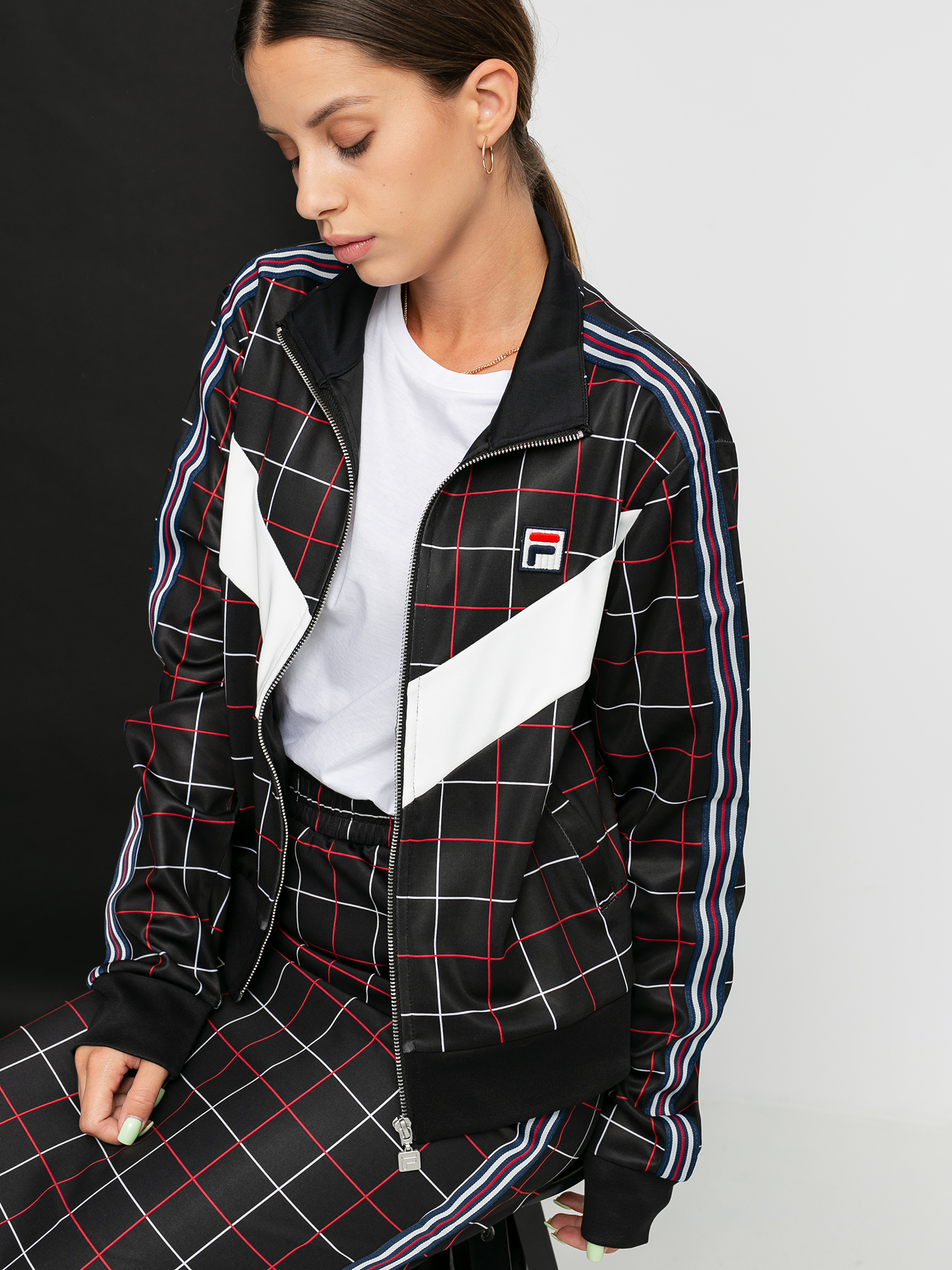 Fila Winta Wmn Pulóver (black check allover/blanc de blanc)
