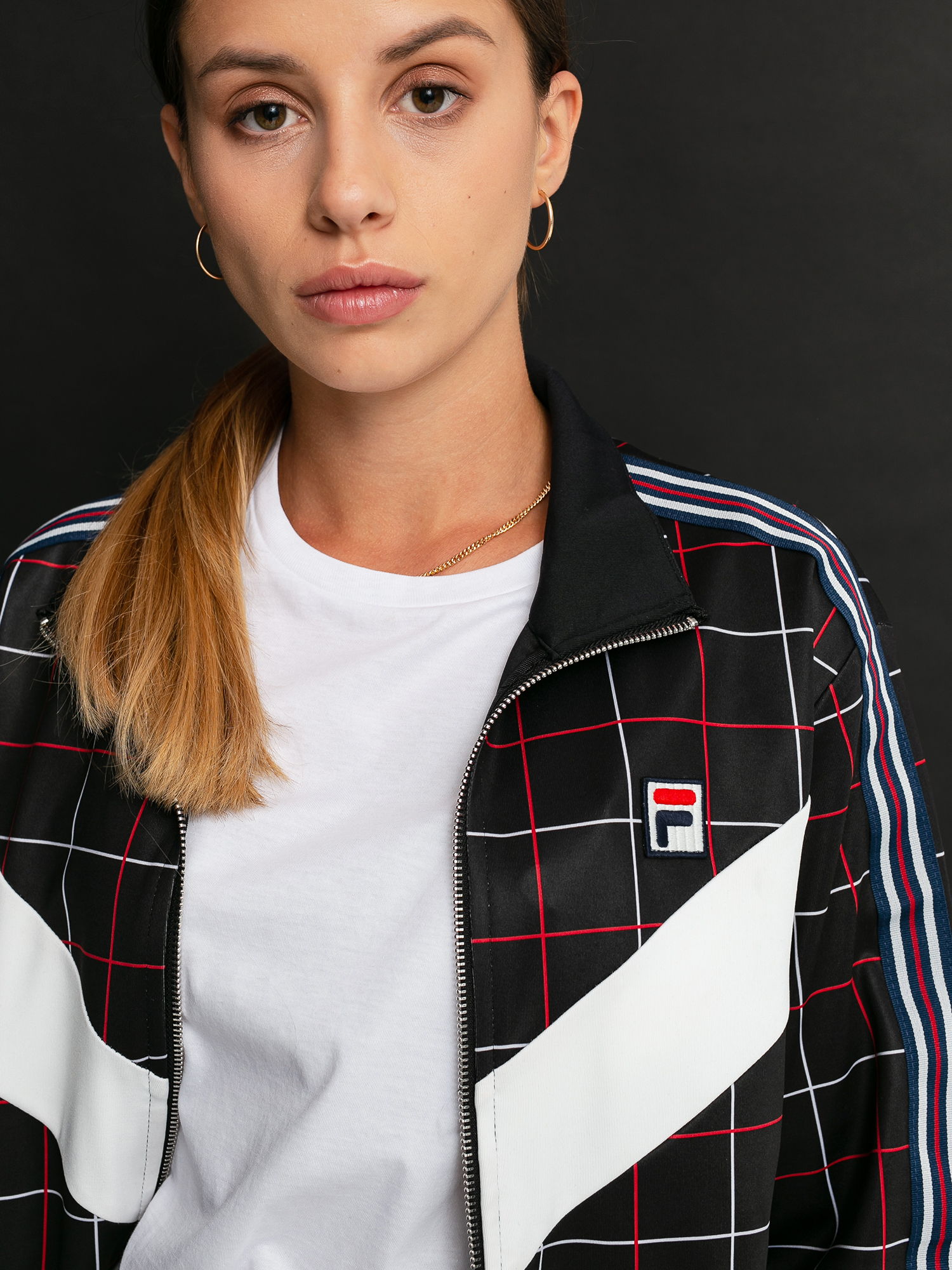 Fila Winta Wmn Pulóver (black check allover/blanc de blanc)
