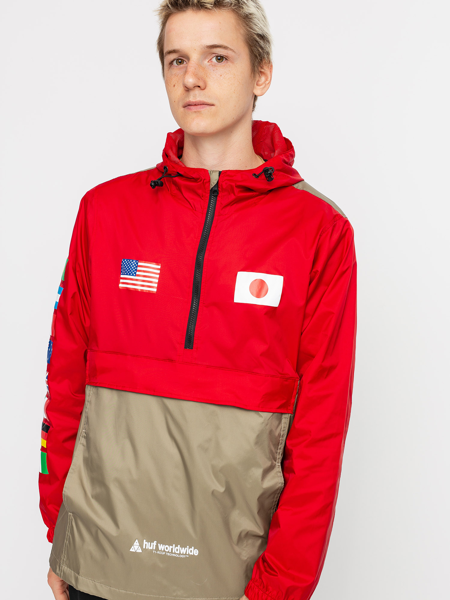 HUF Flags Anorak Dzseki (cyber red)