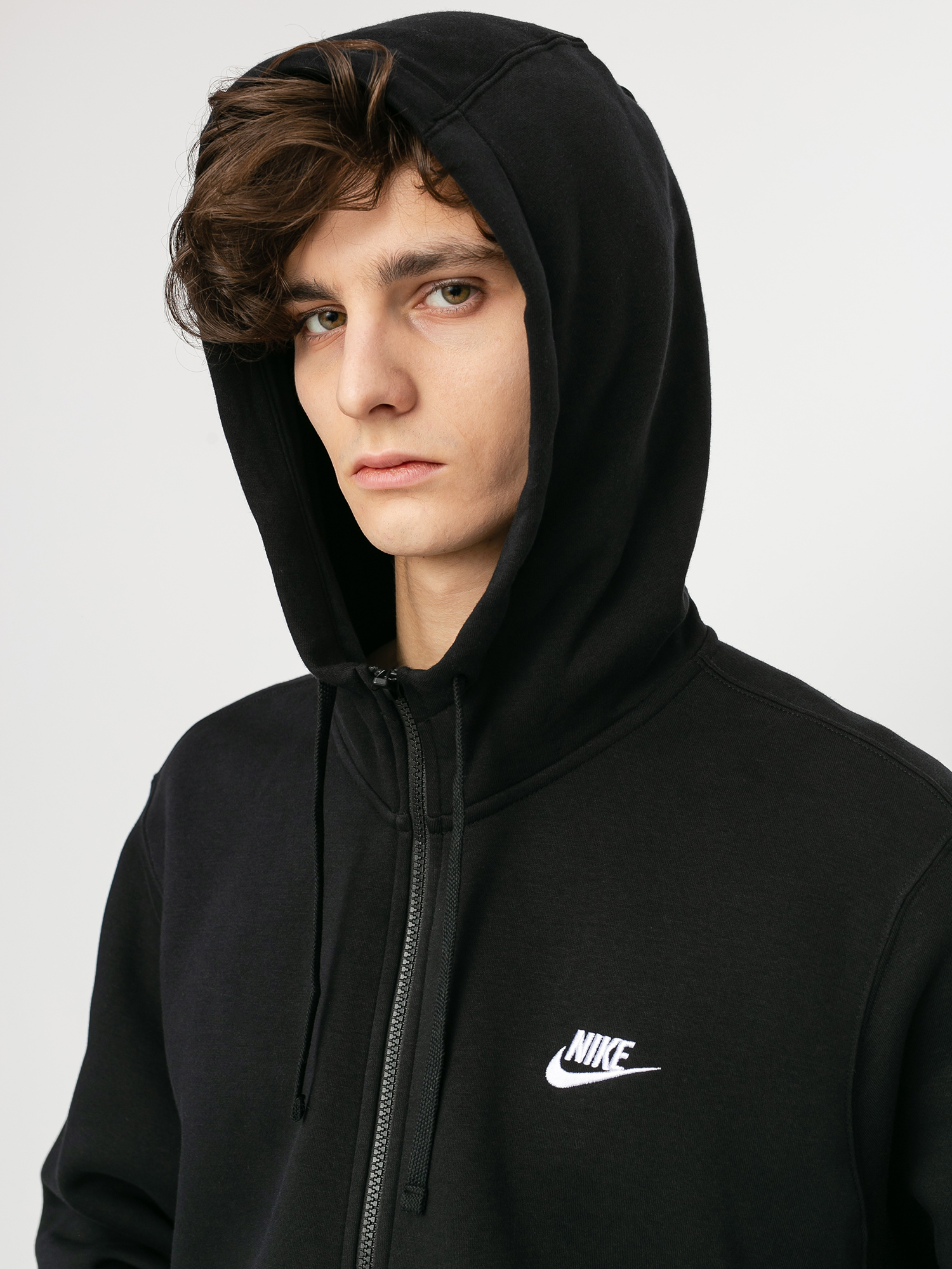 Nike Sportswear Club ZHD Kapucnis pulóver (black/black/white)