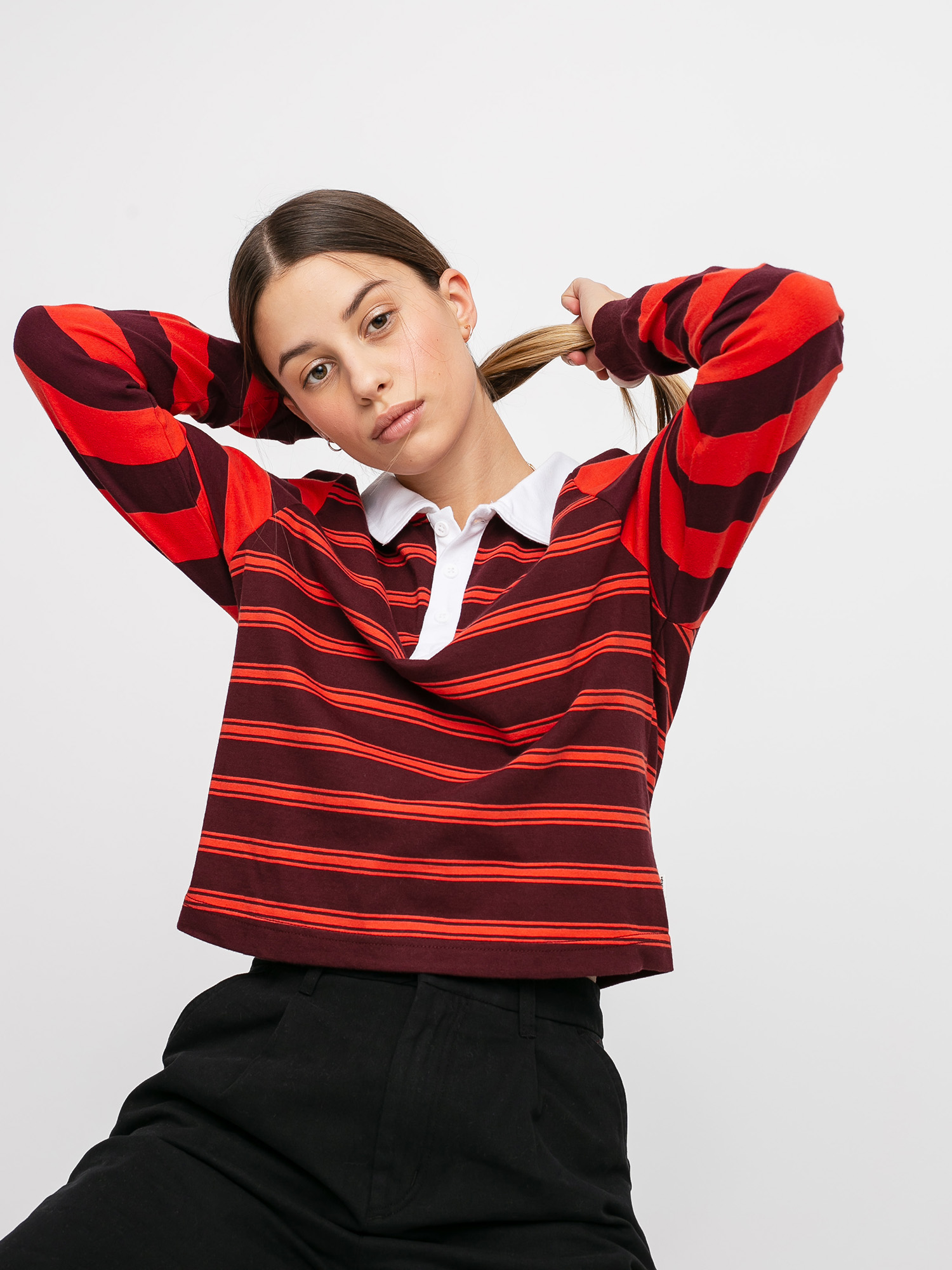 Vans Stripe Block Polo Wmn Hosszú ujjú felső (port royale)