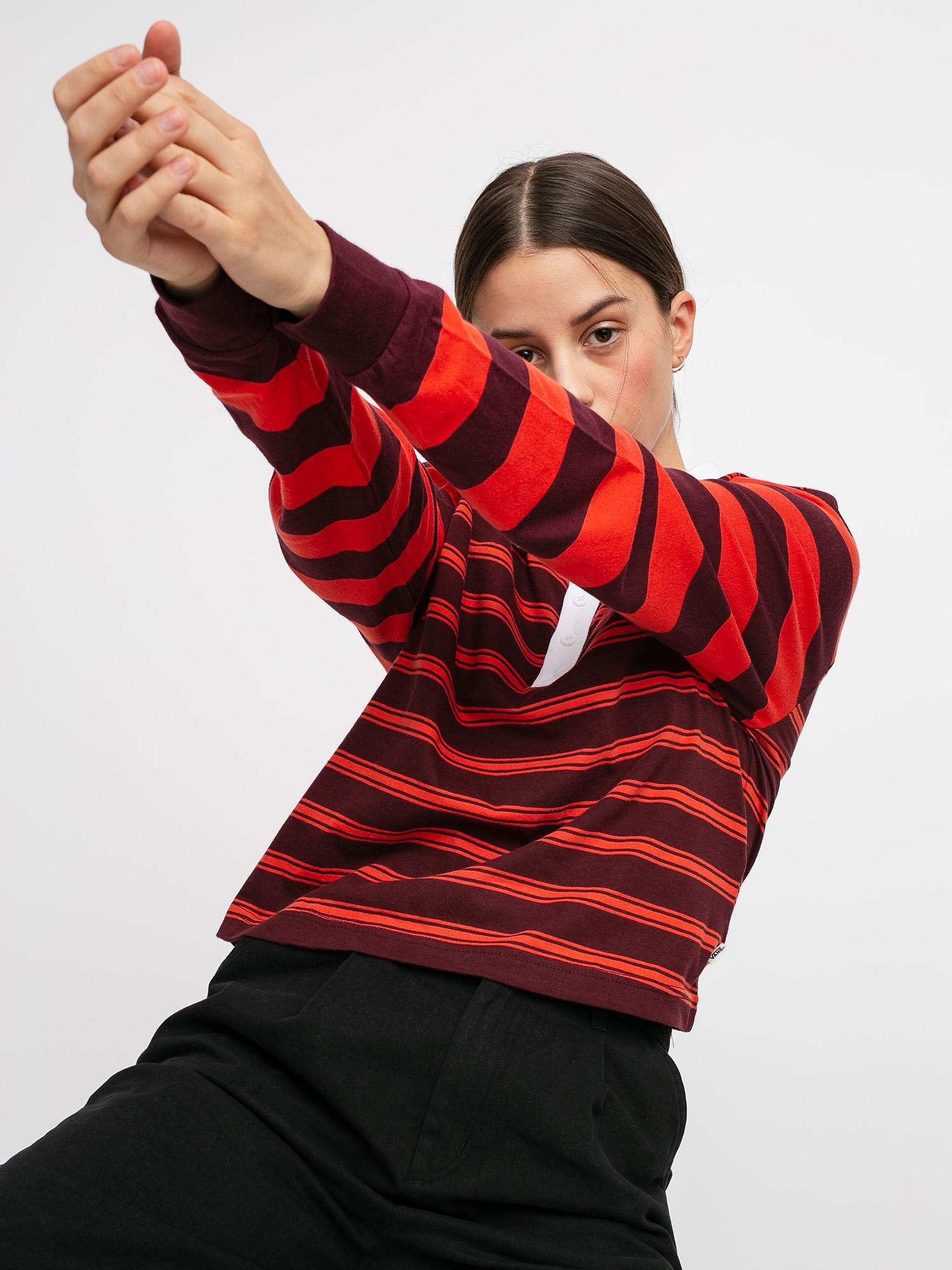 Vans Stripe Block Polo Wmn Hosszú ujjú felső (port royale)