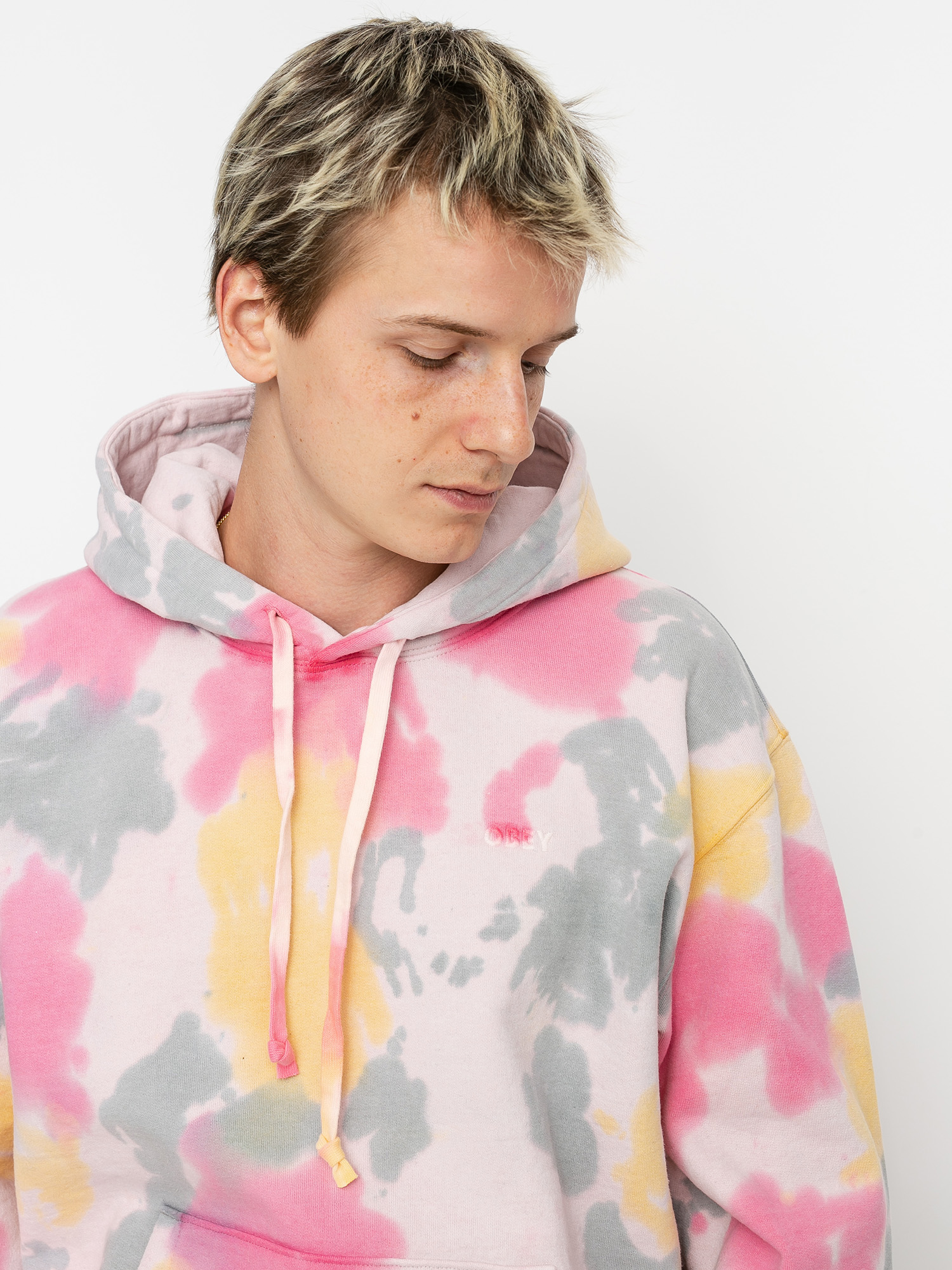 OBEY Sustainable Kapucnis pulóver (yellow multi)