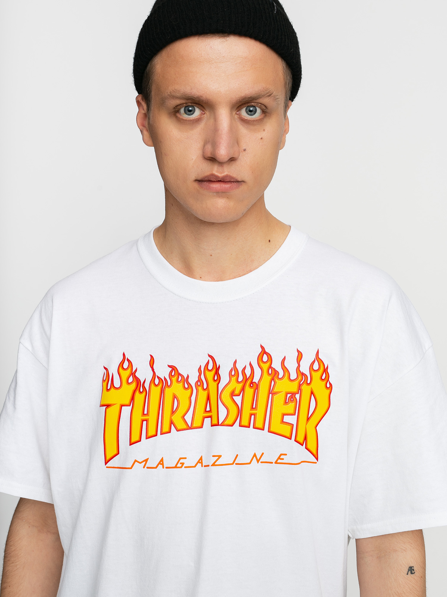 Thrasher Flame Logo Ujjatlan felső (white)