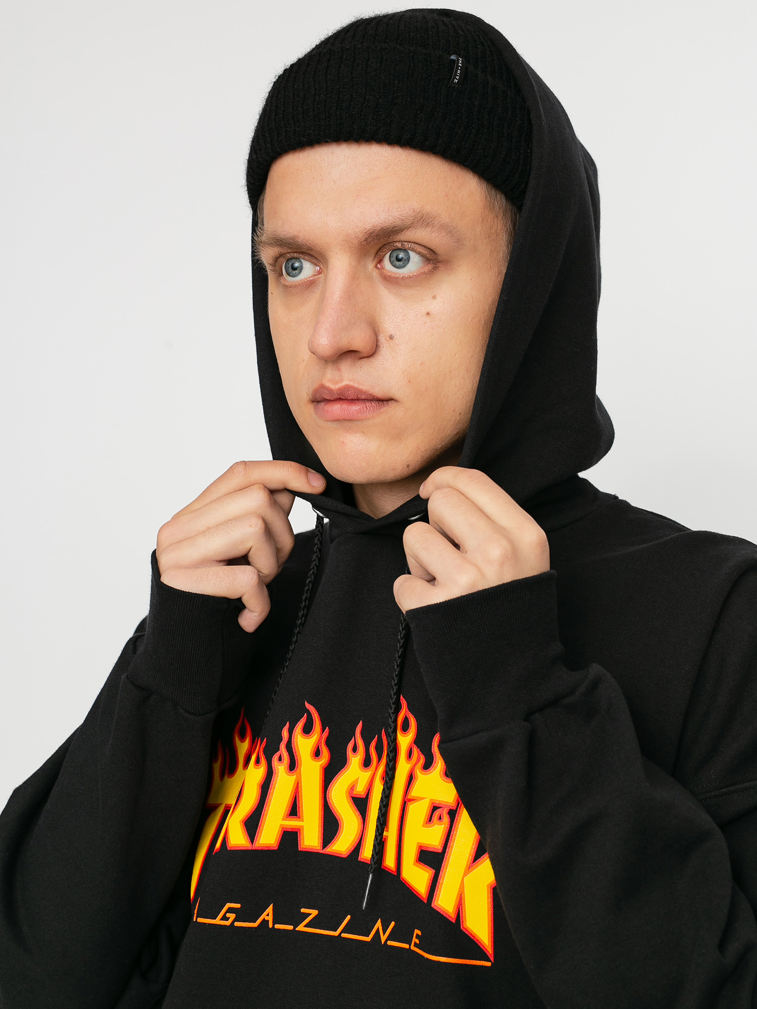 Thrasher Flame HD Kapucnis pulóver (black)