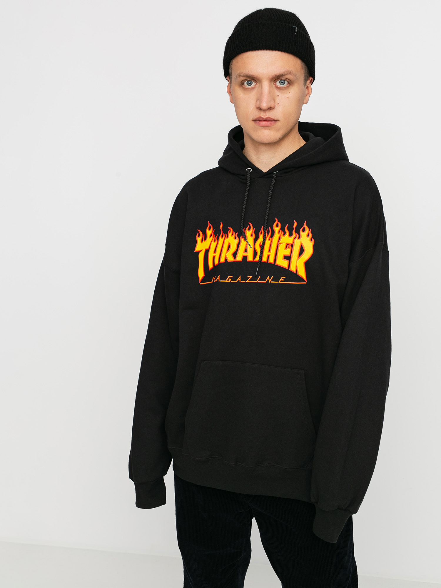 Thrasher Flame HD Kapucnis pulóver (black)