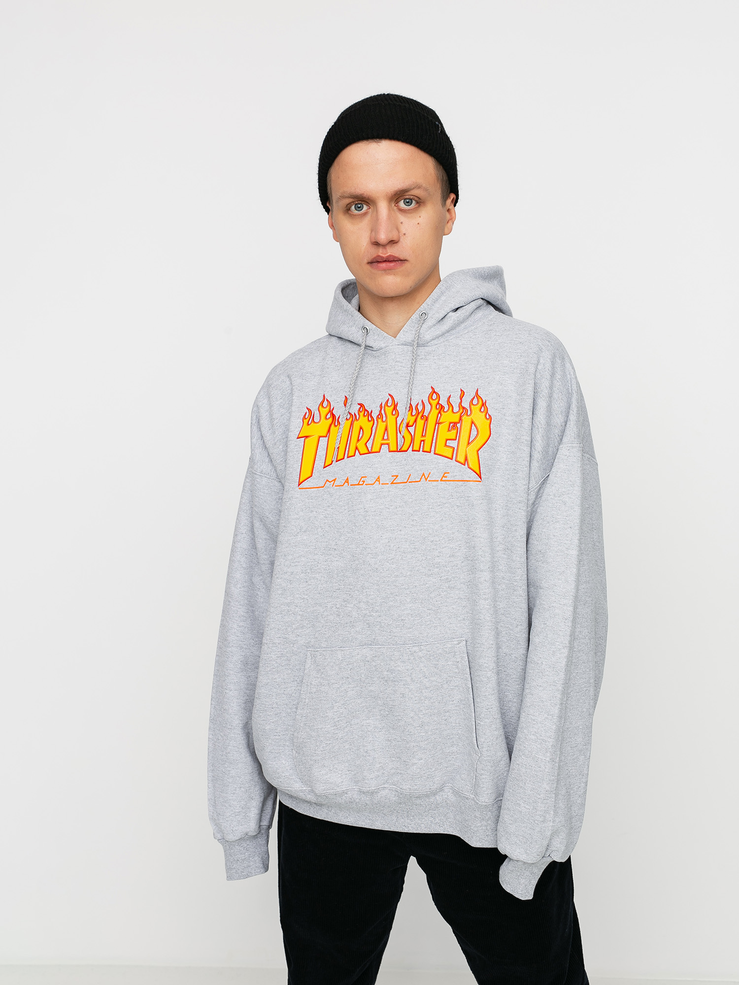 Thrasher Flame HD Kapucnis pulóver (grey)