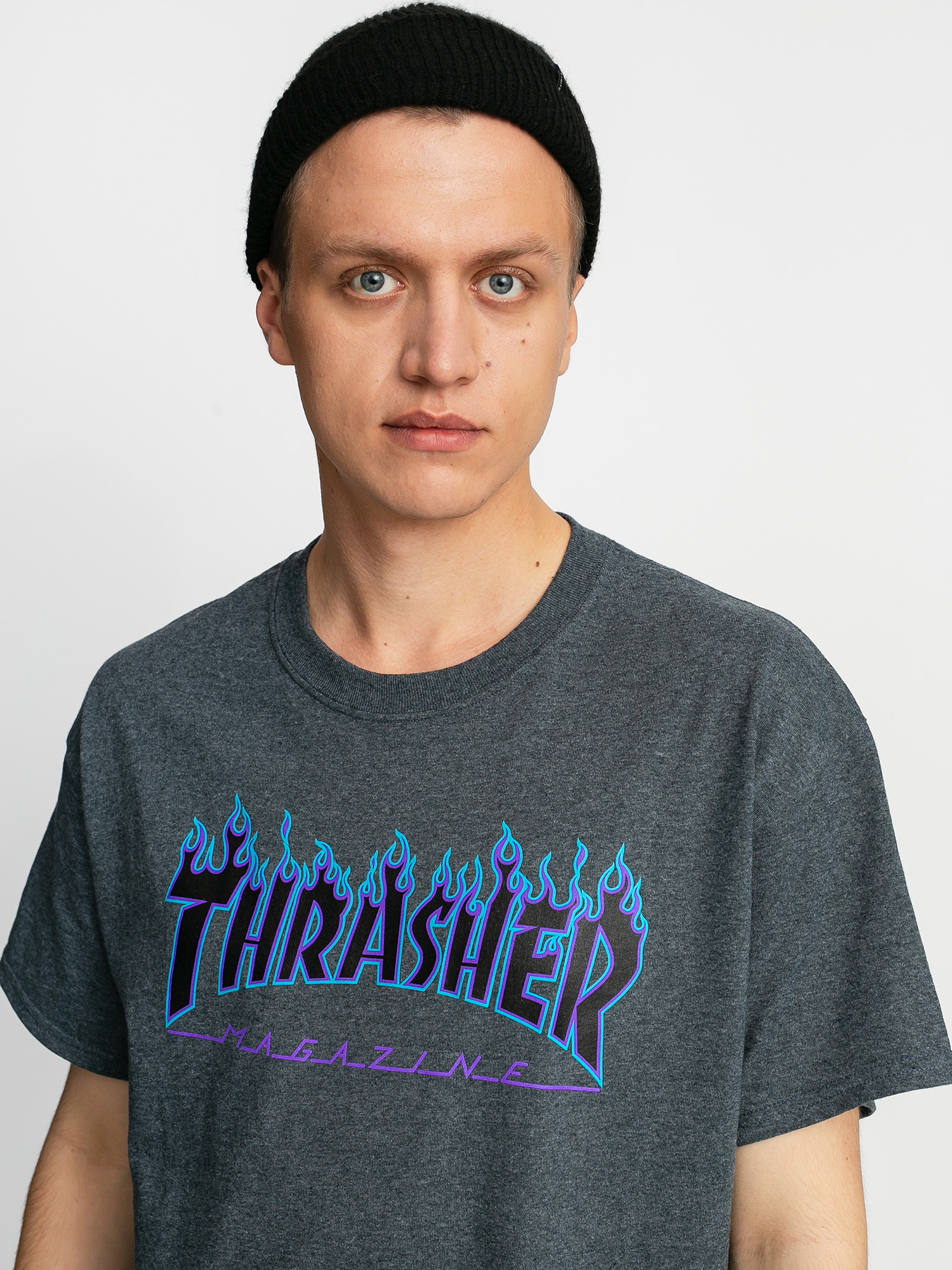 Thrasher Flame Logo Ujjatlan felső (dark heather)