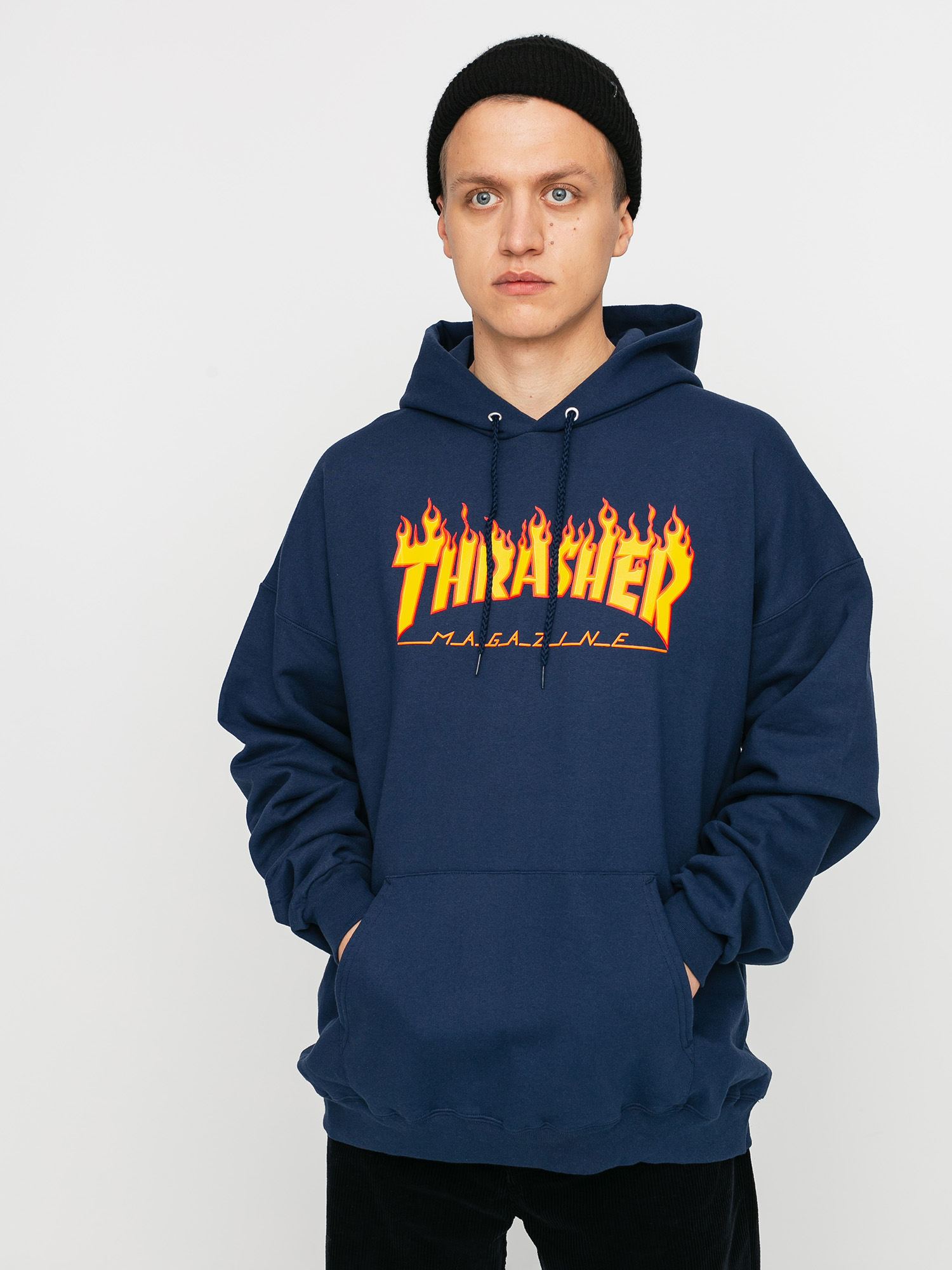 Thrasher Flame HD Kapucnis pulu00f3ver (navy)