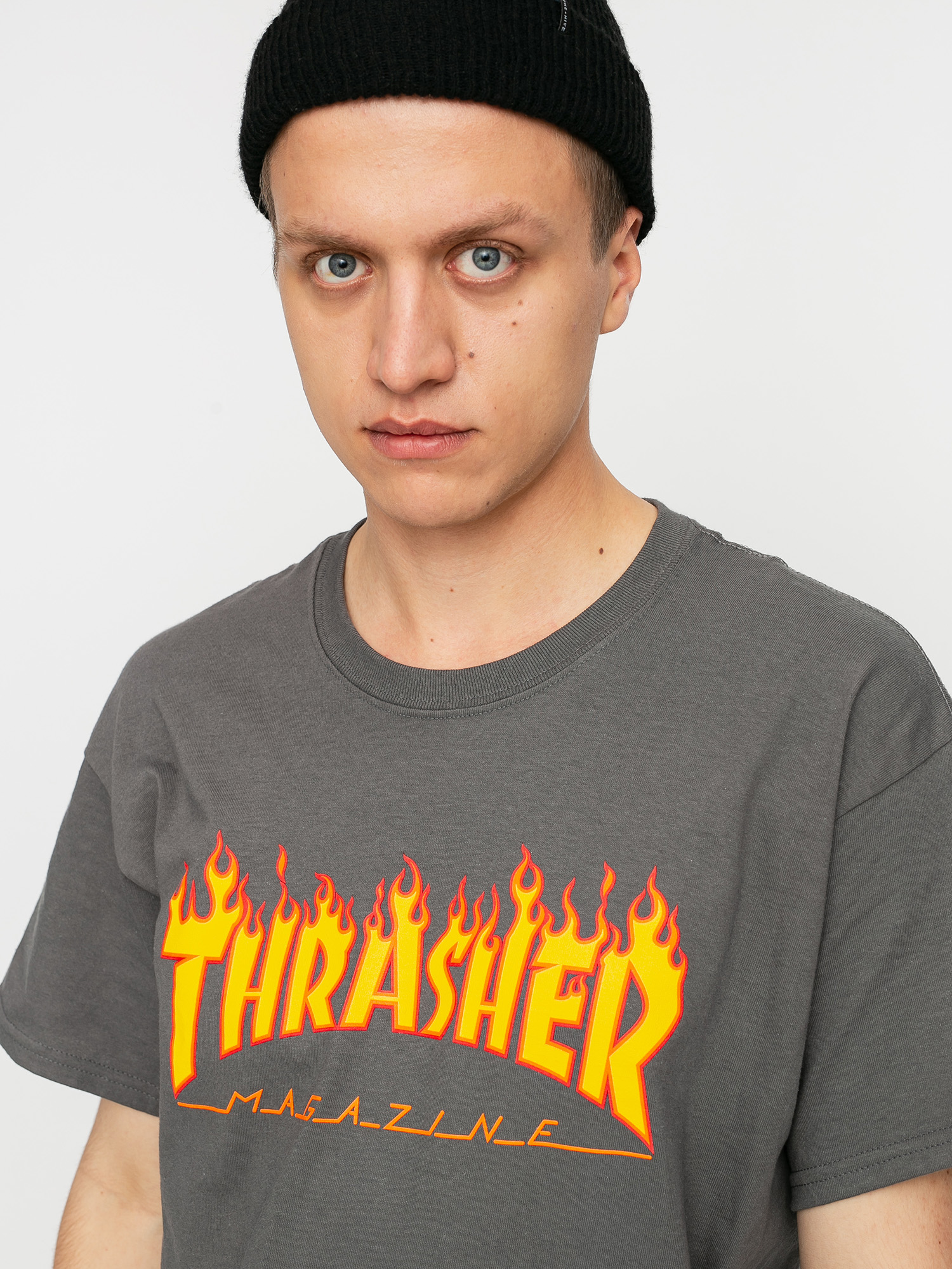 Thrasher Flame Logo Ujjatlan felső (charcoal grey)