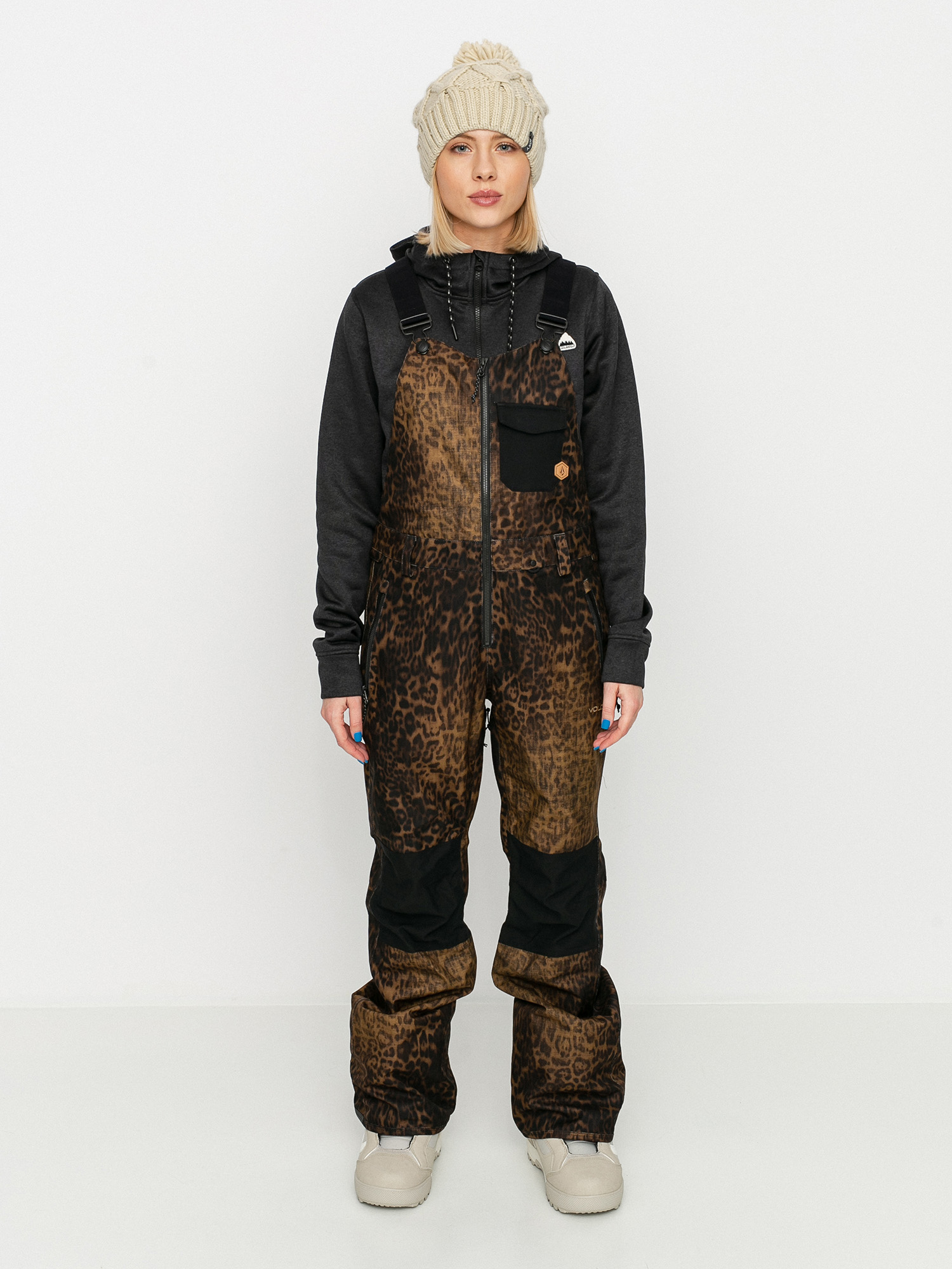 Női Volcom Swift Bib Overall Snowboard nadrág (leopard)