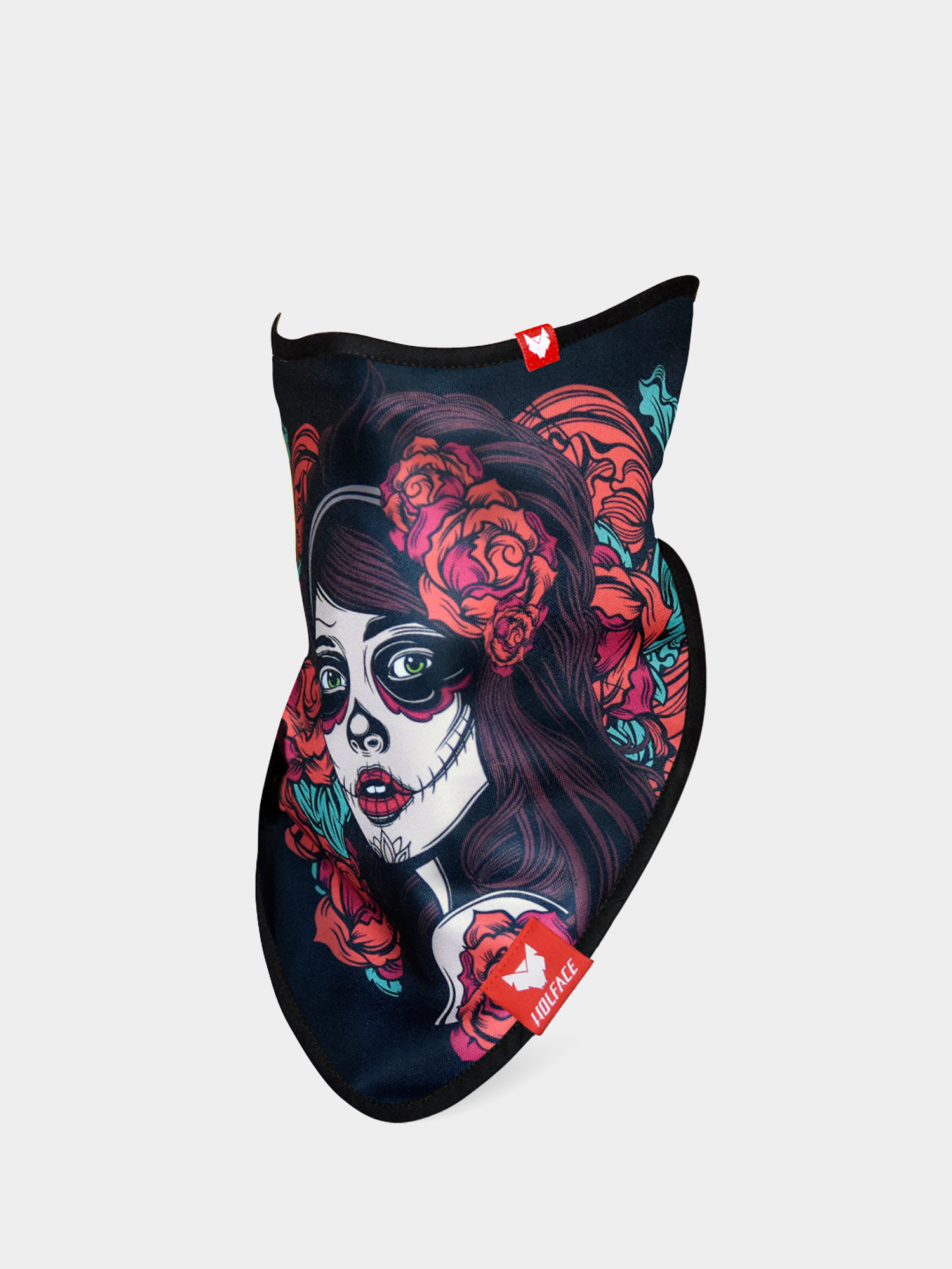 Wolface Bandana La Santa Muerte Roses (black)