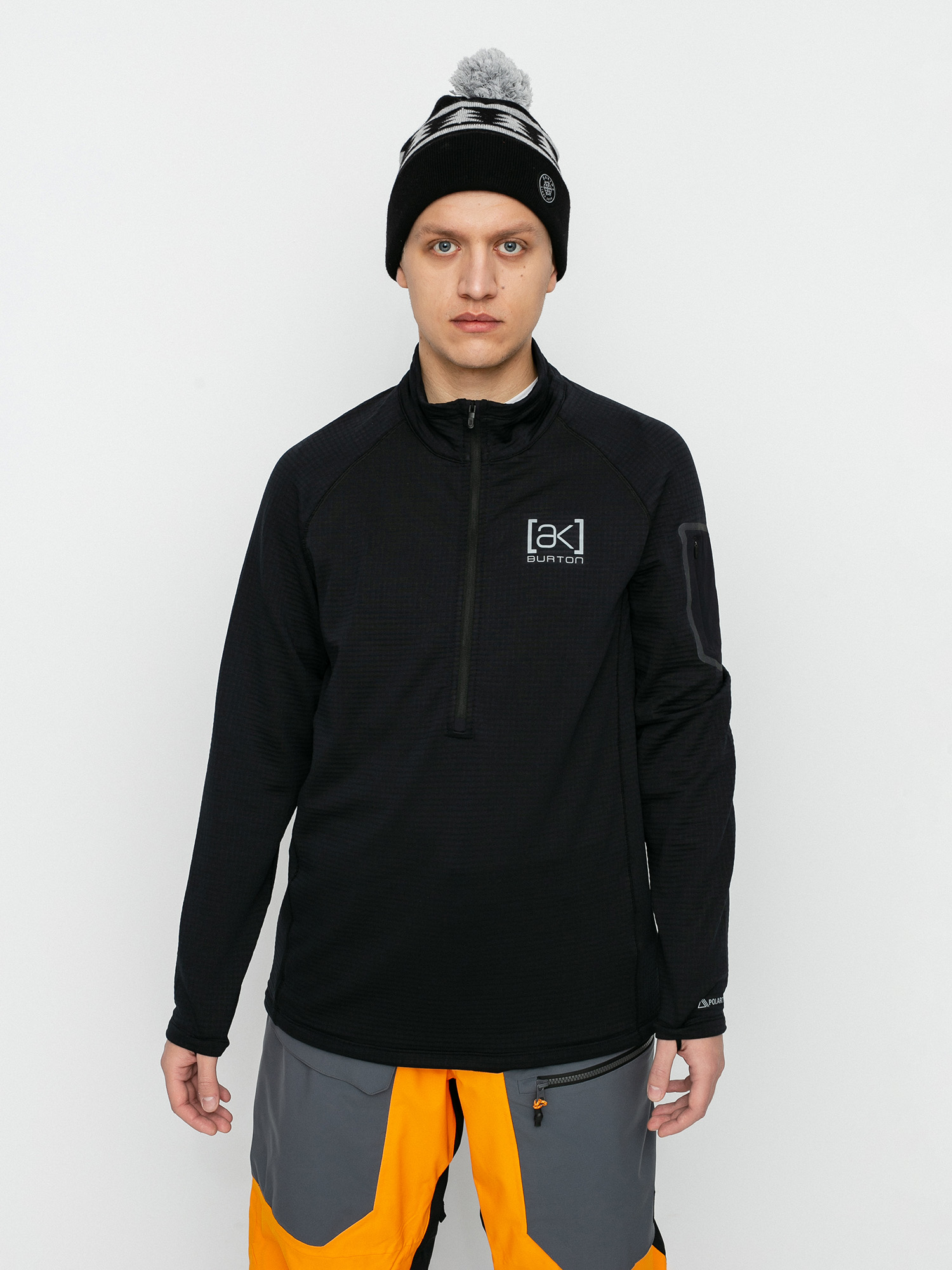 Férfi Burton Ak Helium Grid Fleece Half Zip Polár pulóver (true black)