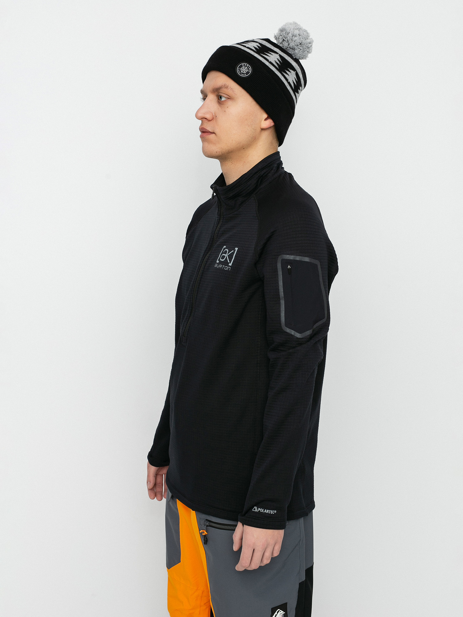 Férfi Burton Ak Helium Grid Fleece Half Zip Polár pulóver (true black)