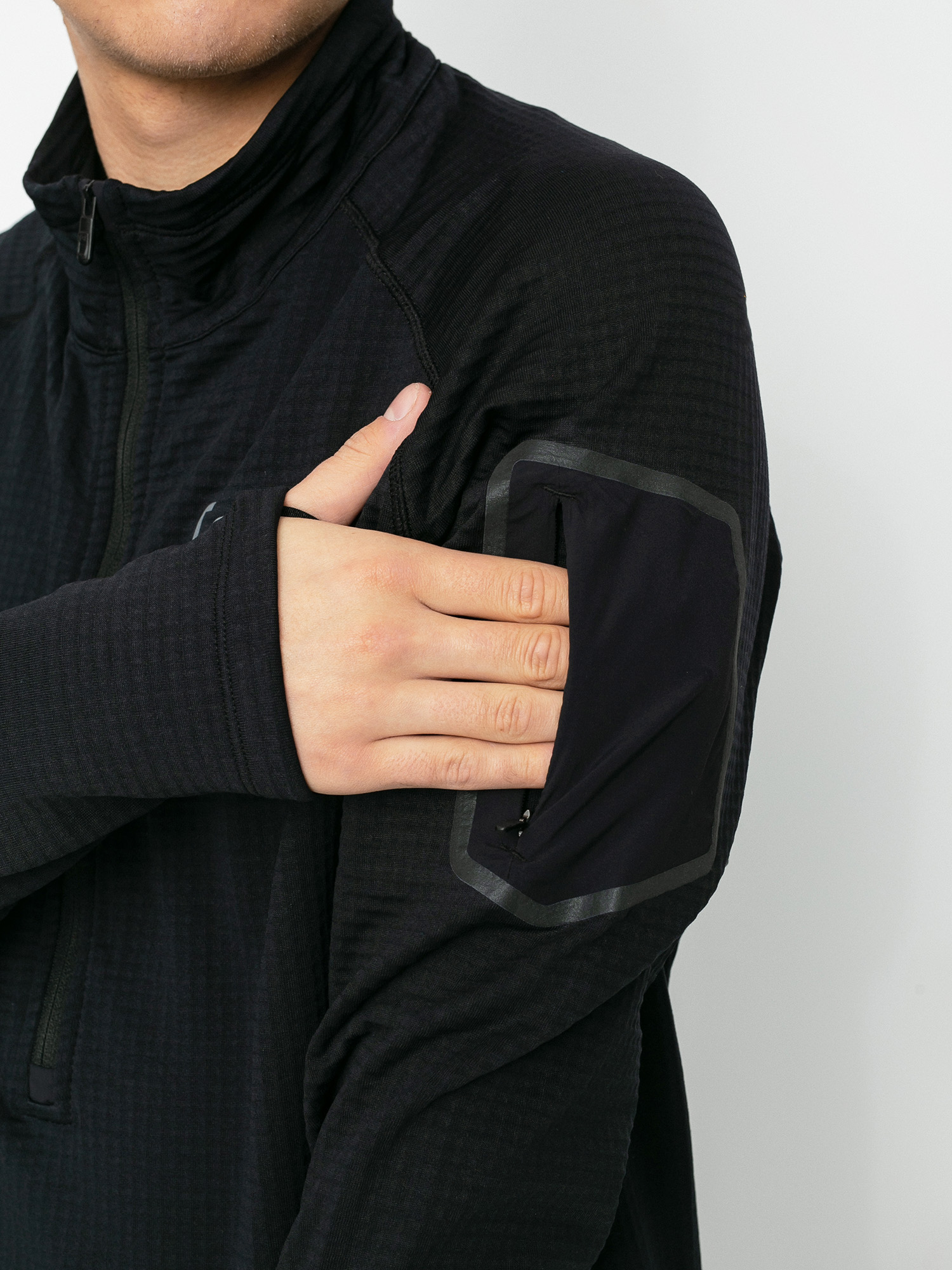 Férfi Burton Ak Helium Grid Fleece Half Zip Polár pulóver (true black)