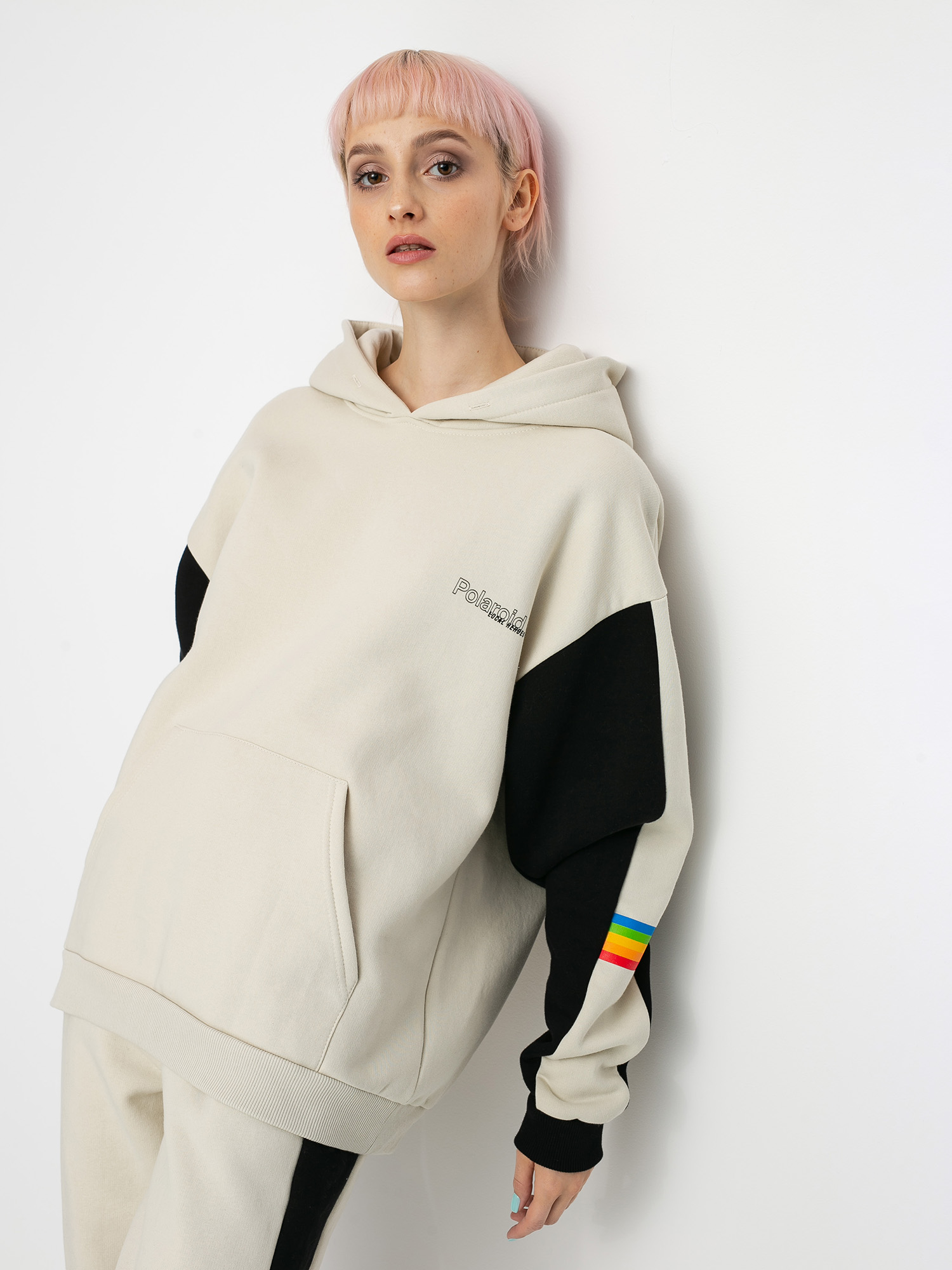Local Heroes X Polaroid Vhs HD Wmn Kapucnis pulóver (beige/black)