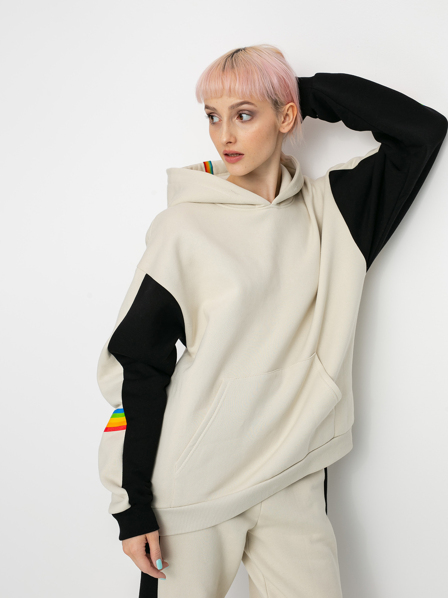 Local Heroes X Polaroid Vhs HD Wmn Kapucnis pulóver (beige/black)