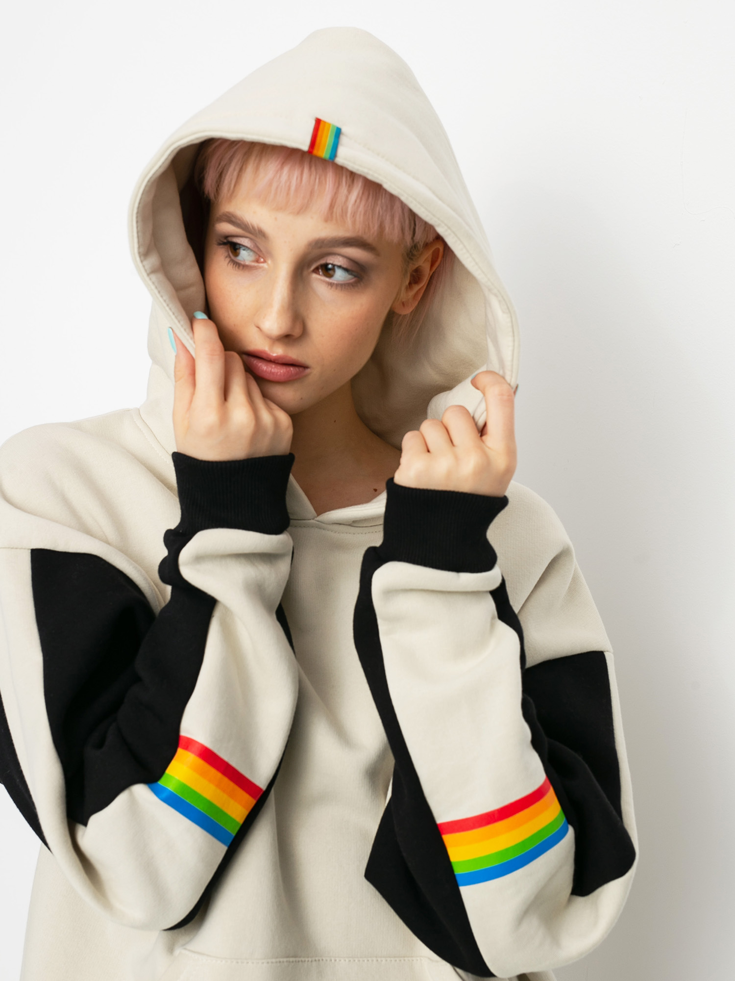 Local Heroes X Polaroid Vhs HD Wmn Kapucnis pulóver (beige/black)