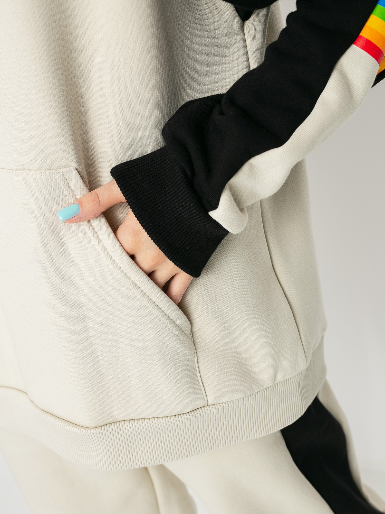 Local Heroes X Polaroid Vhs HD Wmn Kapucnis pulóver (beige/black)