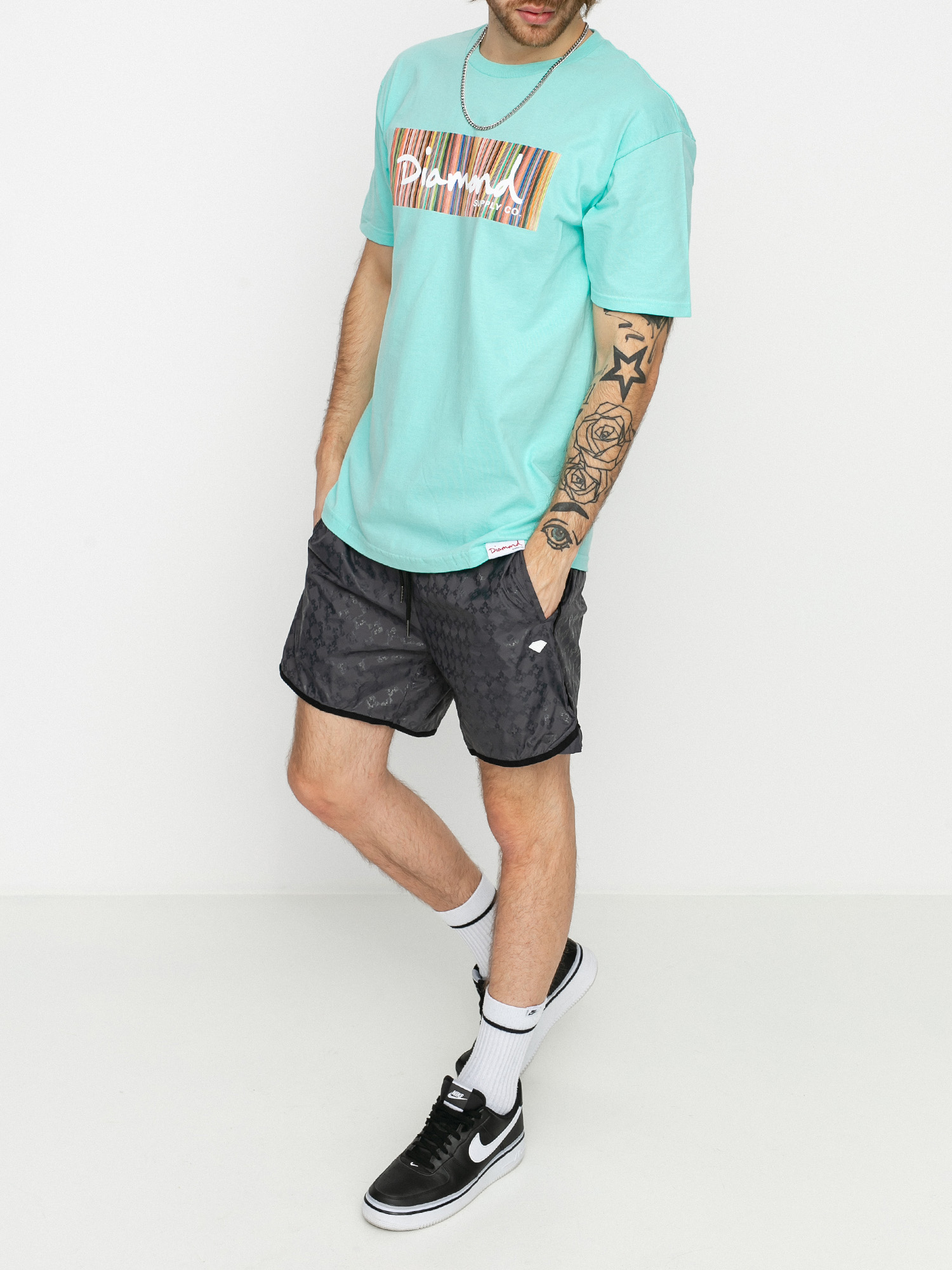 Diamond Supply Co. Checkered Cross Rövidnadrág (black)