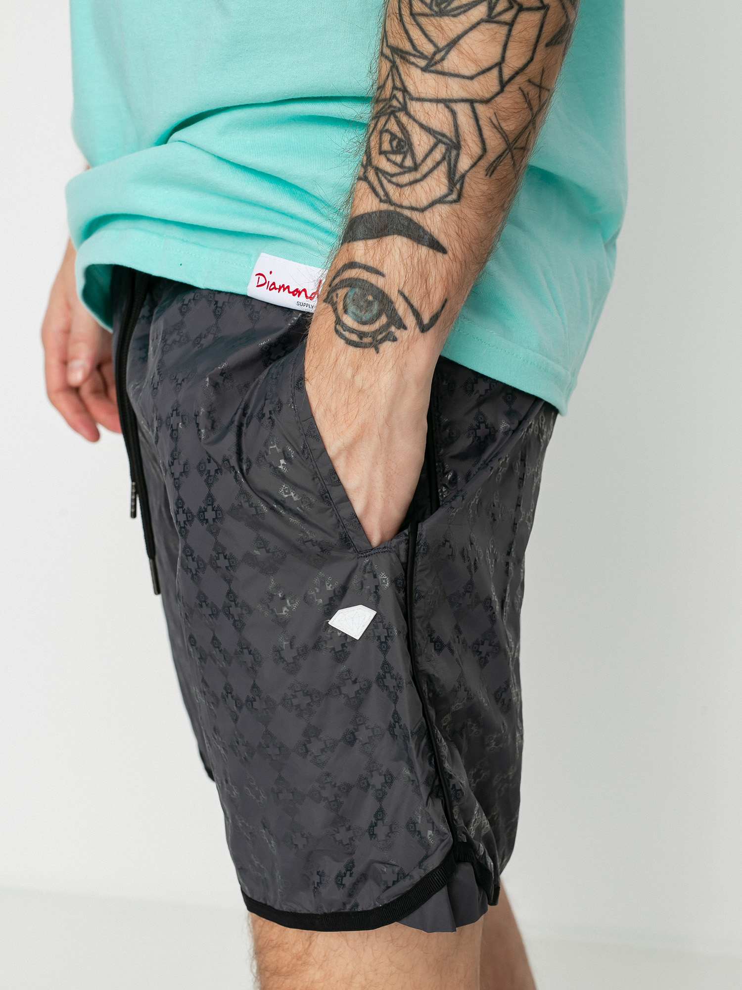 Diamond Supply Co. Checkered Cross Rövidnadrág (black)