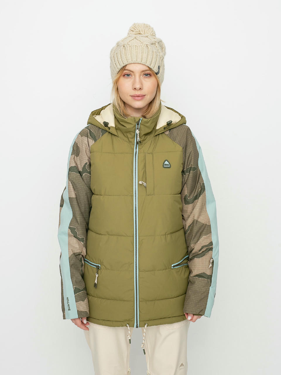 Burton Keelan Wmn Snowboard dzseki (martini olive/barren camo/ether blue)