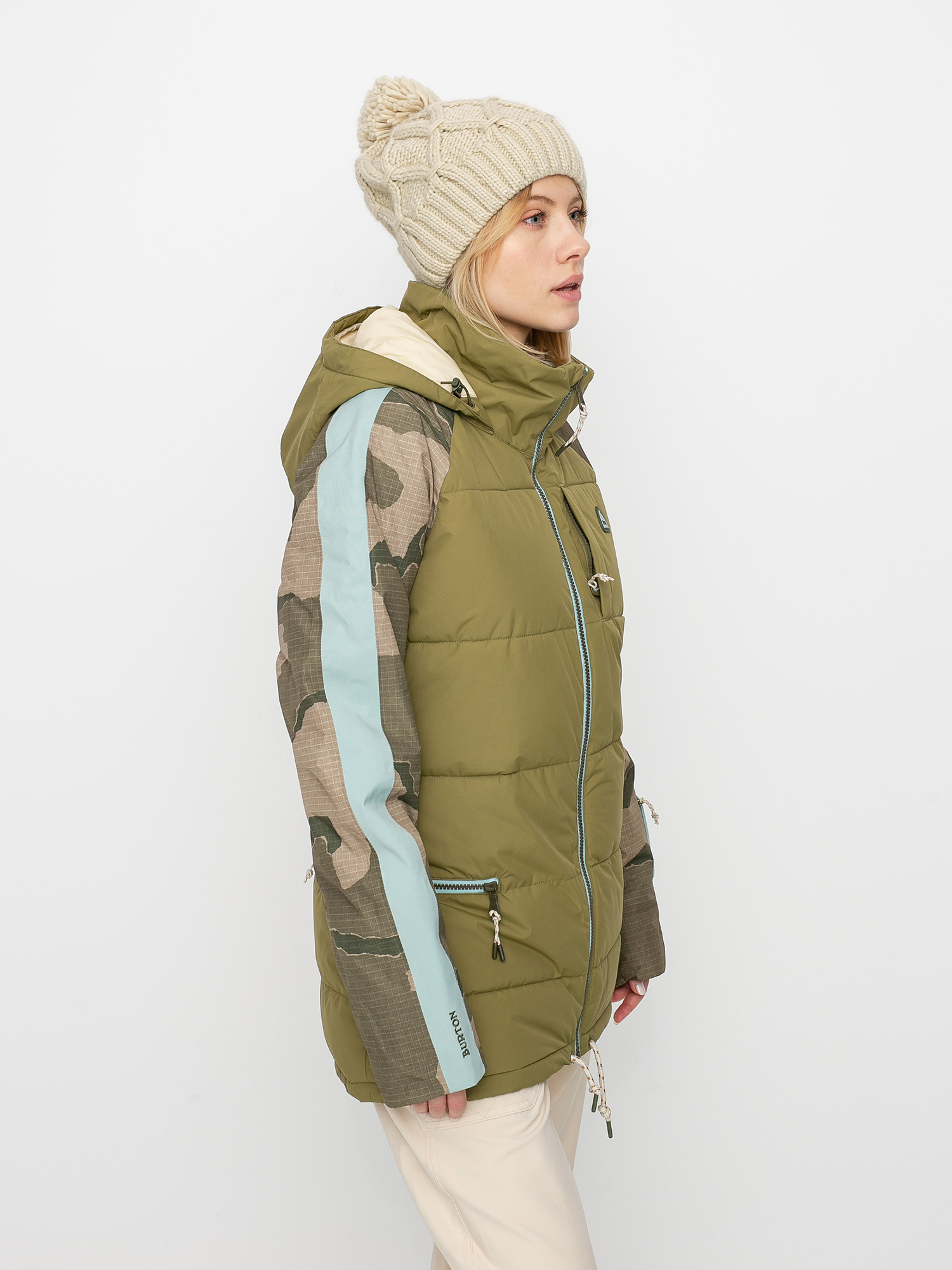 Női Burton Keelan Snowboard dzseki (martini olive/barren camo/ether blue)