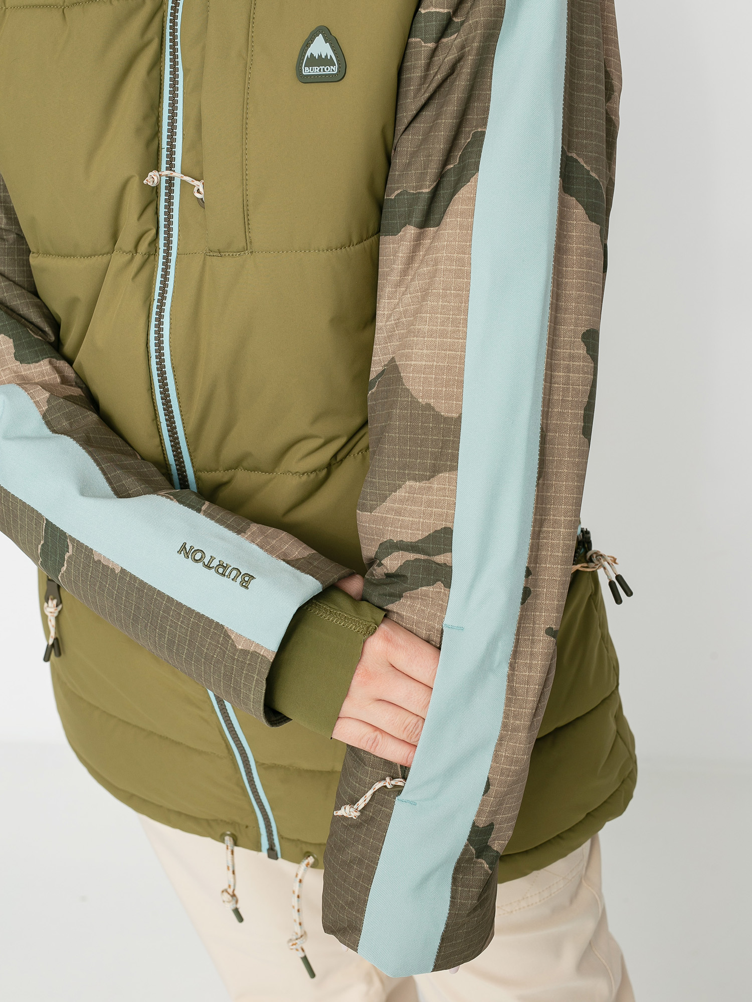 Női Burton Keelan Snowboard dzseki (martini olive/barren camo/ether blue)