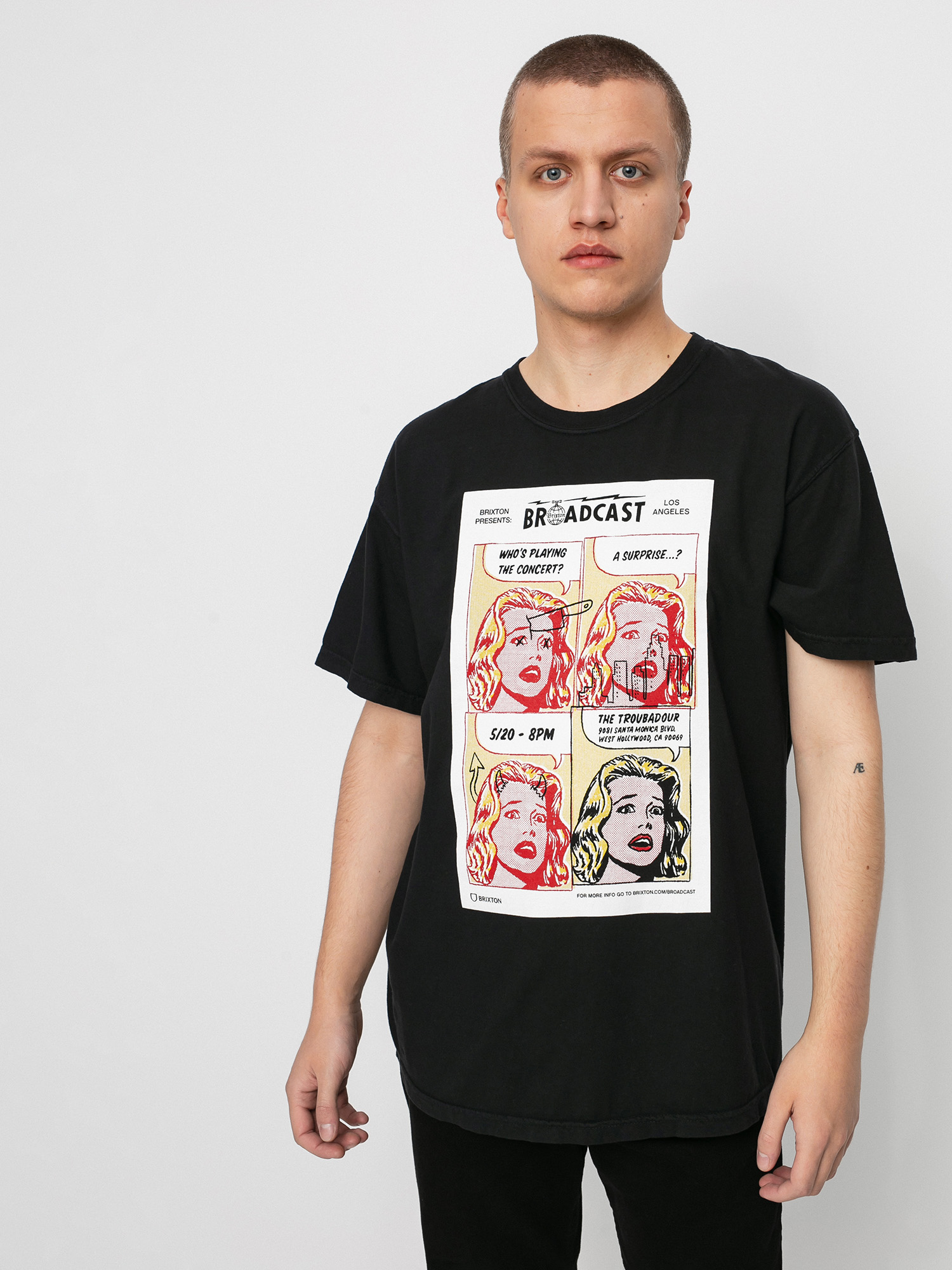 Brixton La Brxtn Broadcast Stt Ujjatlan felső (black garment dye)