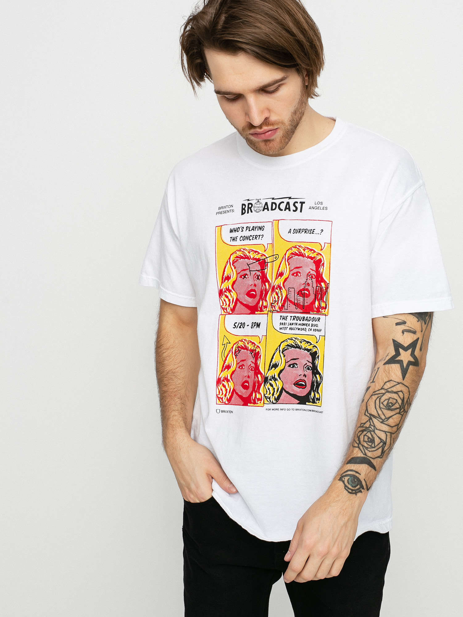 Brixton La Brxtn Broadcast Stt Ujjatlan felső (white garment dye)