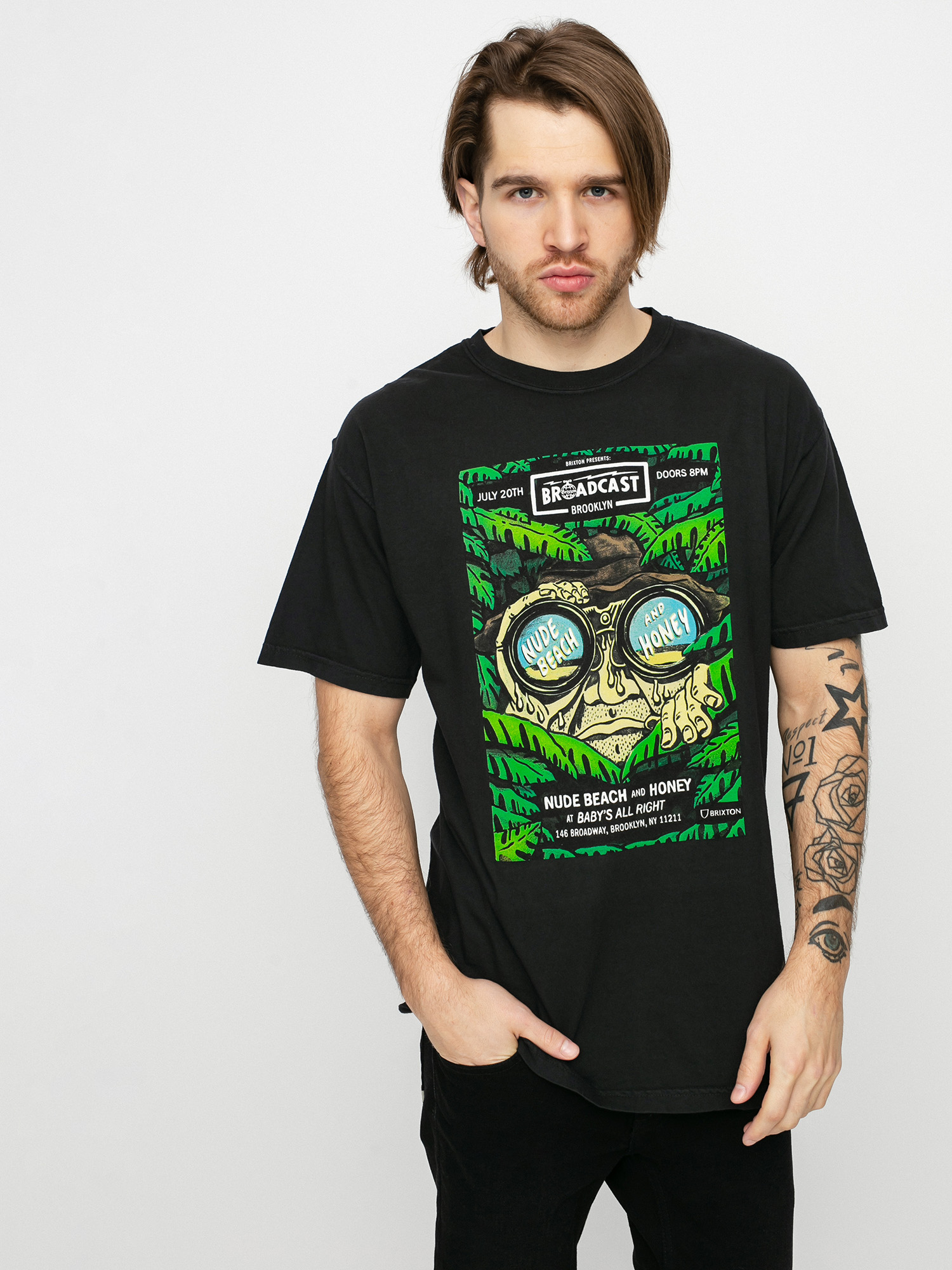 Brixton Brooklyn Brxtn Broadcast S Ujjatlan felső (black garment dye)