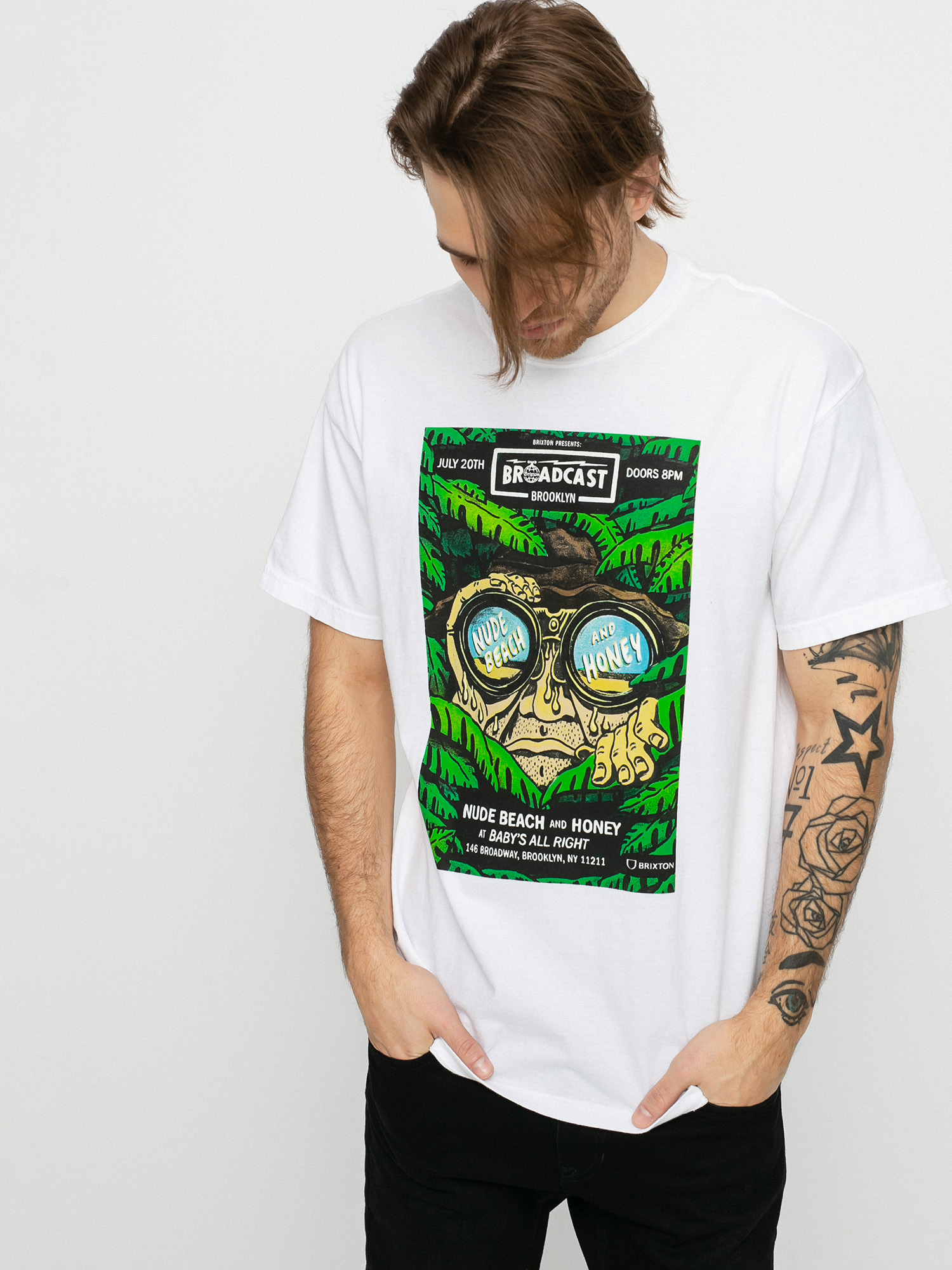 Brixton Brooklyn Brxtn Broadcast S Ujjatlan felső (white garment dye)