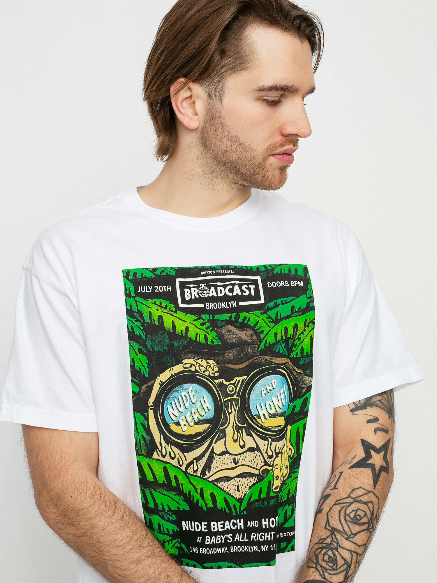 Brixton Brooklyn Brxtn Broadcast S Ujjatlan felső (white garment dye)