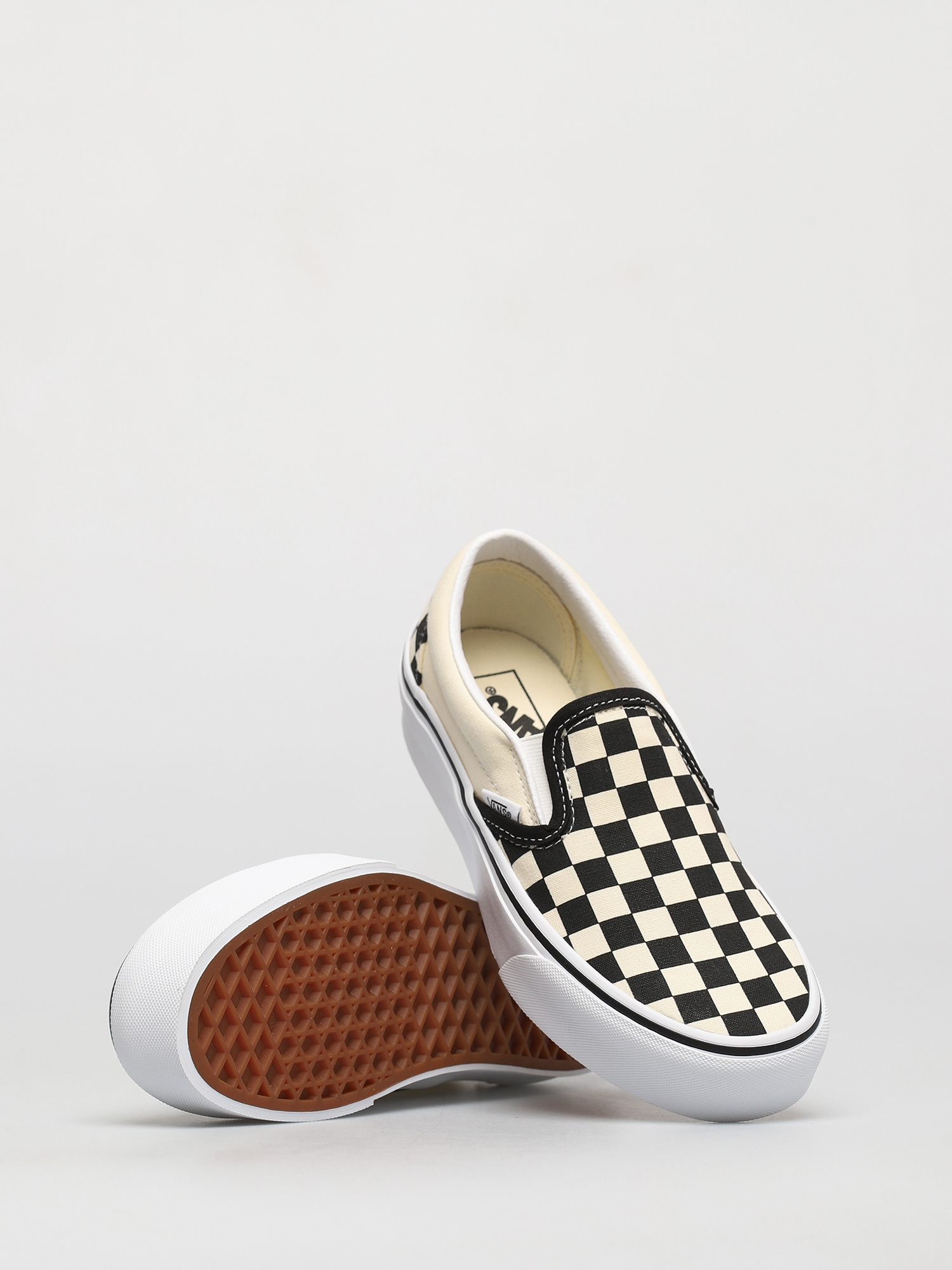 Vans Classic Slip On Platform Cipők (blk whtchckerboard/wht)